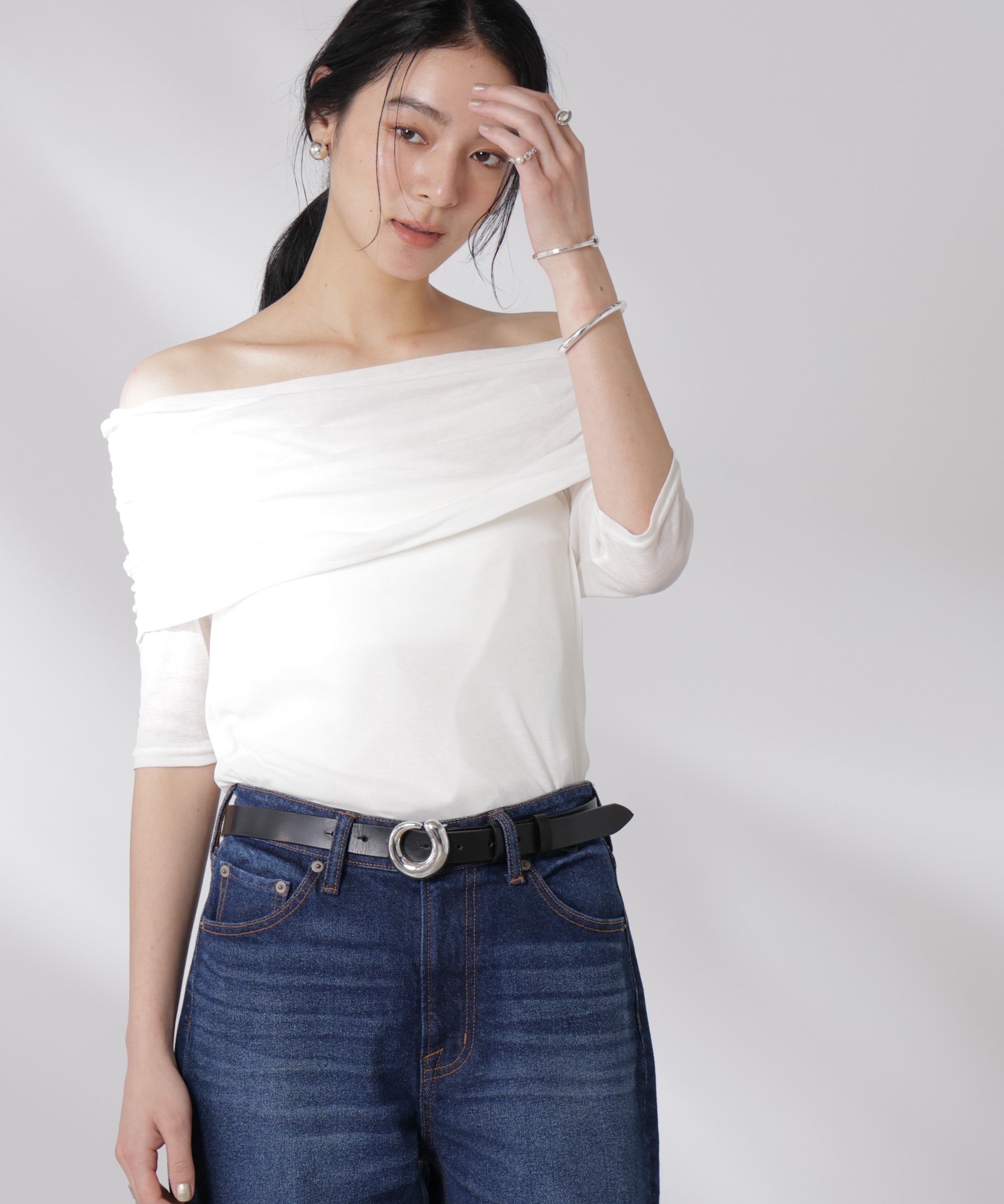 オフショルダーシアートップス pctokyo Tシャツセット ROOP TOKYO tシャツ シア―オフショルダートップス レディース