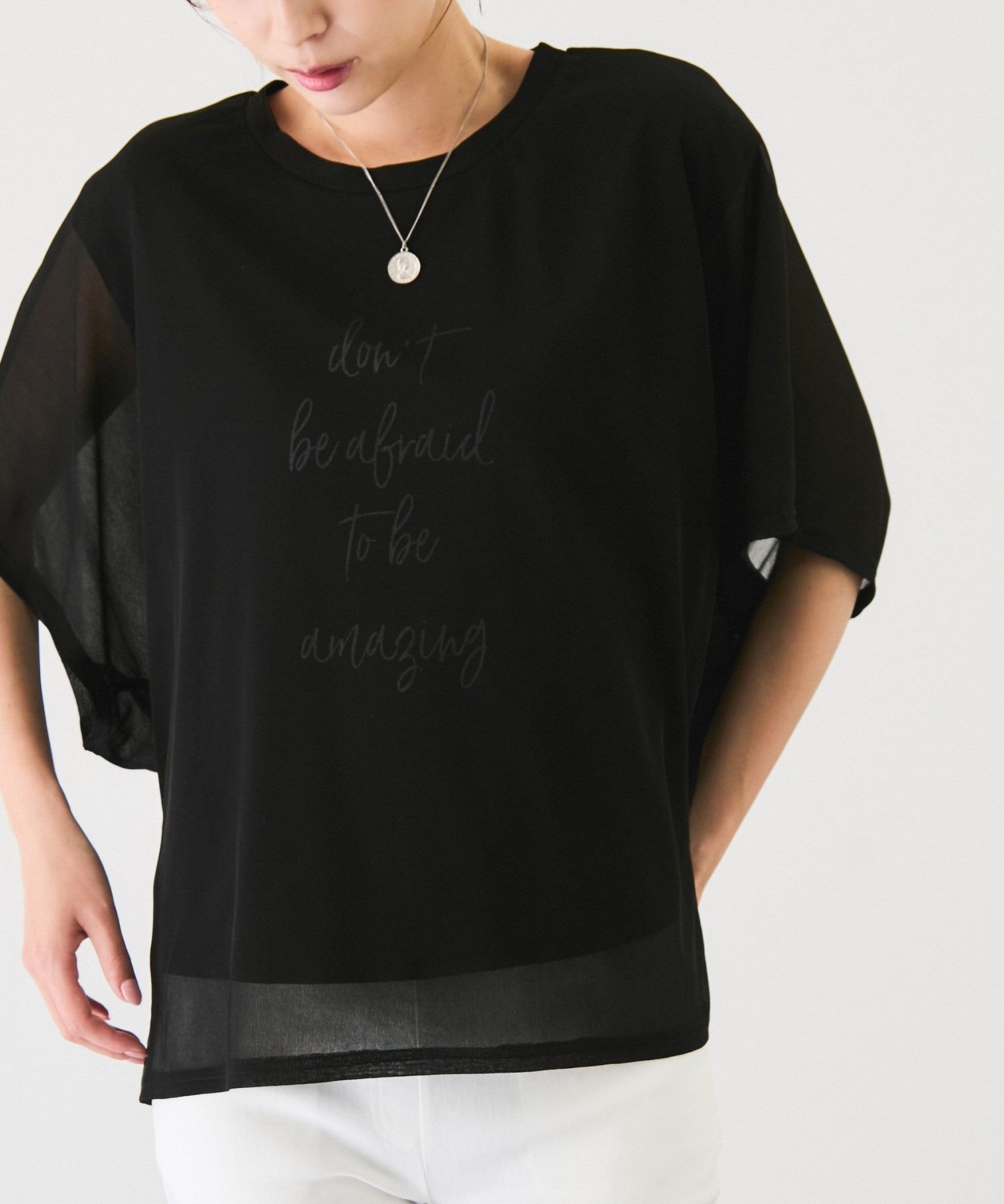 JAYRO シースルー重ねプルオーバー ジャイロ トップス カットソー・Tシャツ ブラック ホワイト
