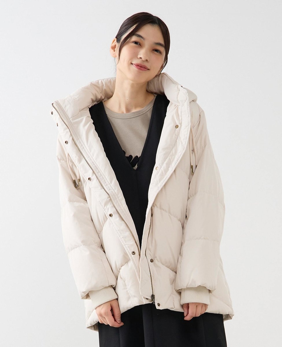 MELROSE CLAIRE 【フードスタンドミドルピュアダウン】 メルローズクレール ジャケット・アウター ダウンジャケット・ダウンベスト ブラック ブラウン ベージュ【送料無料】のサムネイル