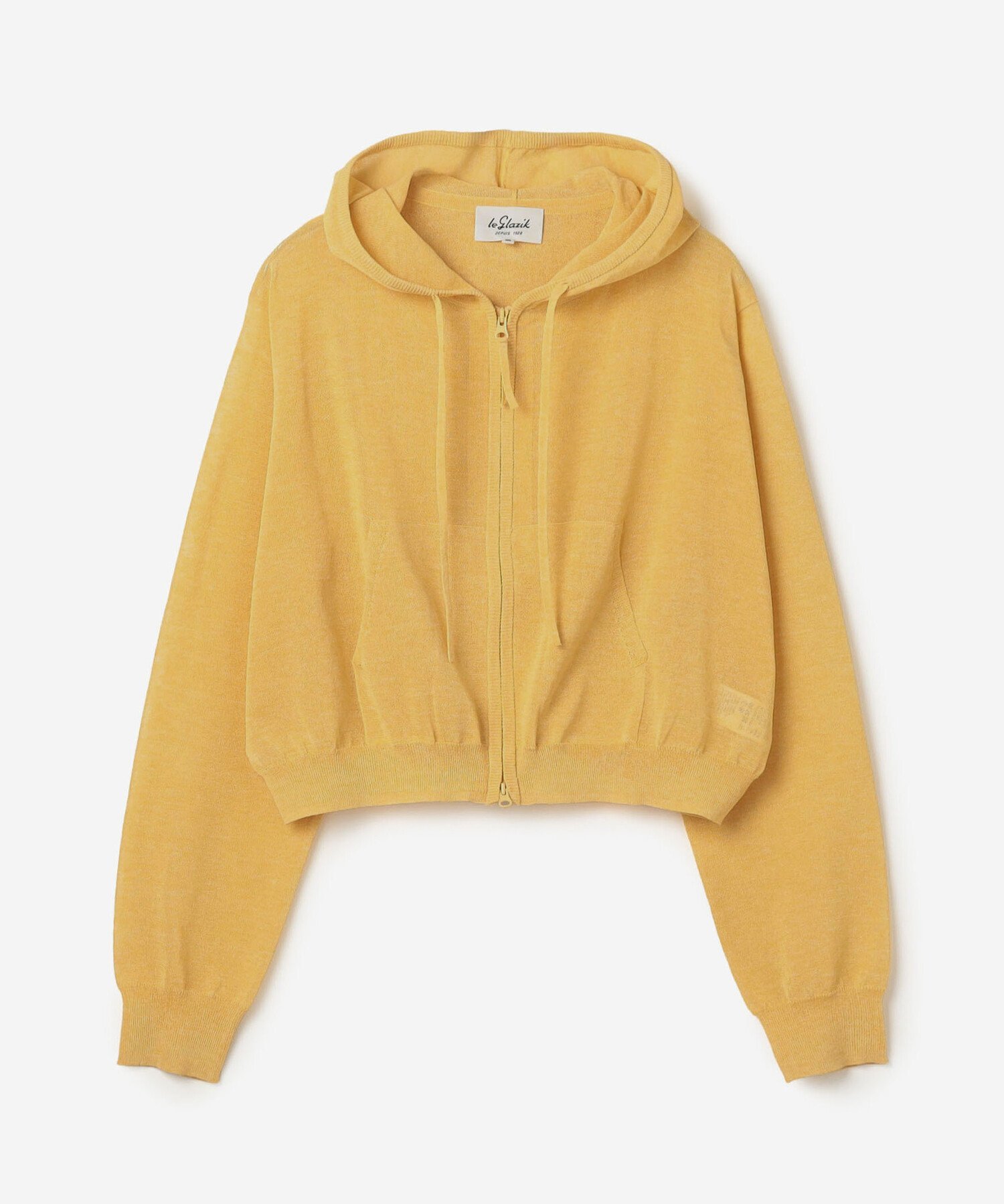 Bshop LE GLAZIK ｜ シアーニット ジップパーカー WOMEN ビショップ トップス ニット イエロー ブラック【送料無料】