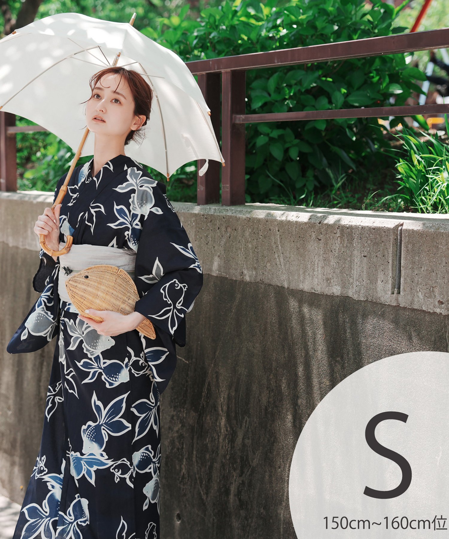 【SALE／25%OFF】utatane utatane 浴衣 3点セット 紺地に青のたゆたう金魚 Sサイズ ウタタネ 着物・浴衣・和装小物 浴衣【送料無料】