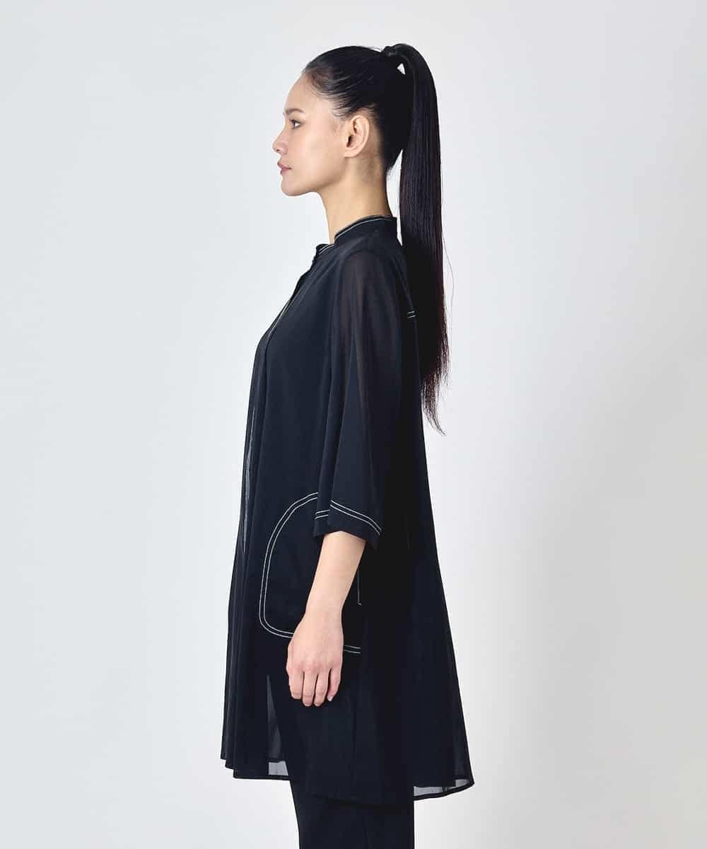 HIROKO BIS ステッチデザインシアーチュニックブラウス ヒロコ ビス ワンピース・ドレス チュニック ブラック