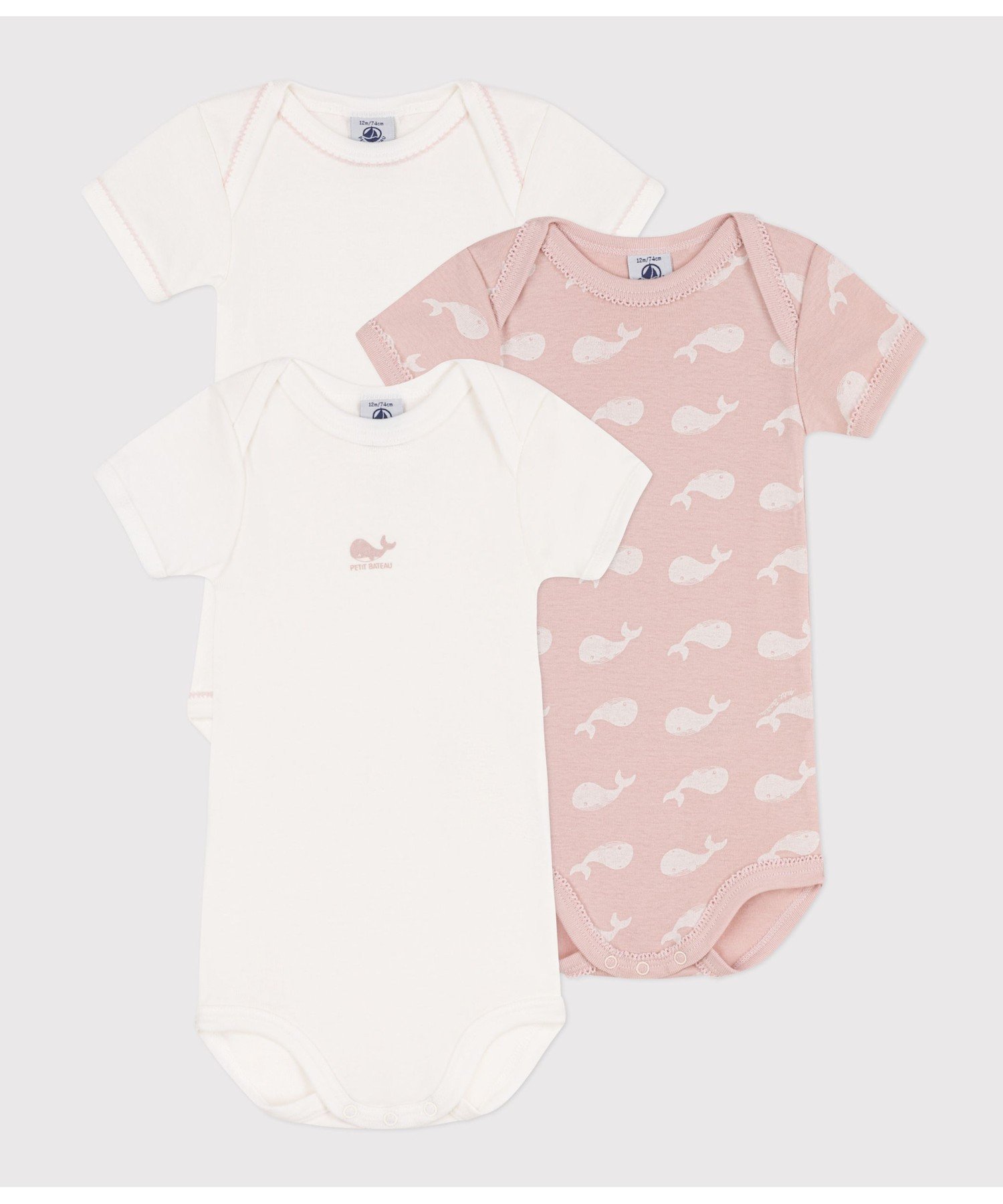 PETIT BATEAU (K)半袖ボディ3枚組 プチバトー マタニティウェア・ベビー用品 ロンパース・カバーオール【送料無料】のサムネイル