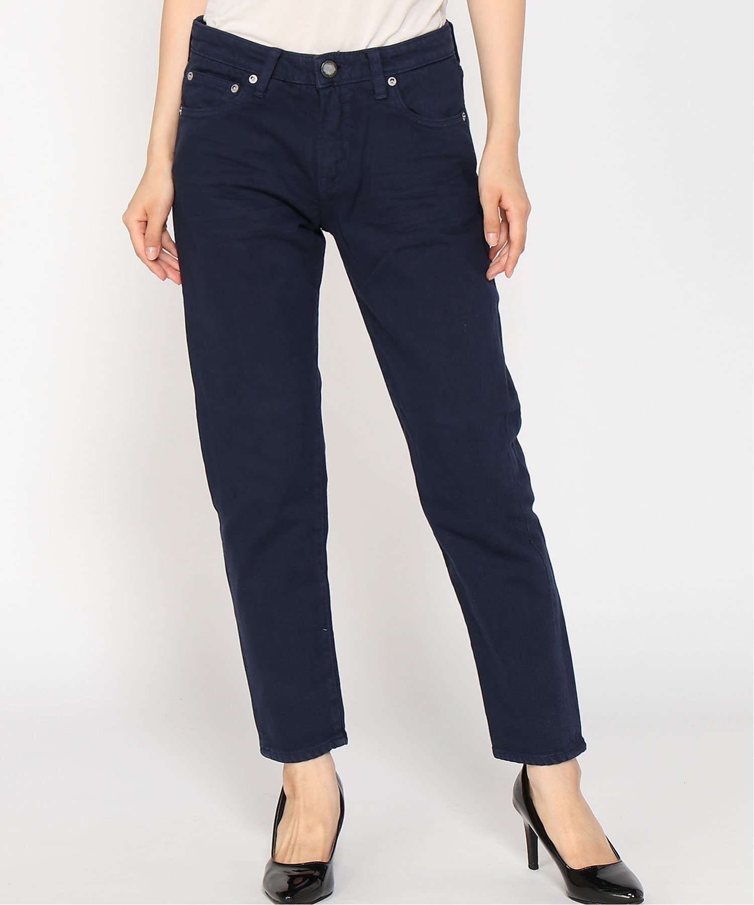 【SALE/37%OFF】URCH RNA R3056 ルーズストレッチテーパード W アールエヌエーエヌ パンツ ジーンズ・デニムパンツ ベージュ ネイビー ホワイト【送料無料】