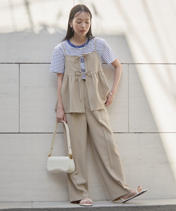 【SALE/50%OFF】FREAK'S STORE リネンタッチ キャミ パンツ セットアップ 24SS フリークスストア トップス キャミソール ベージュ ...