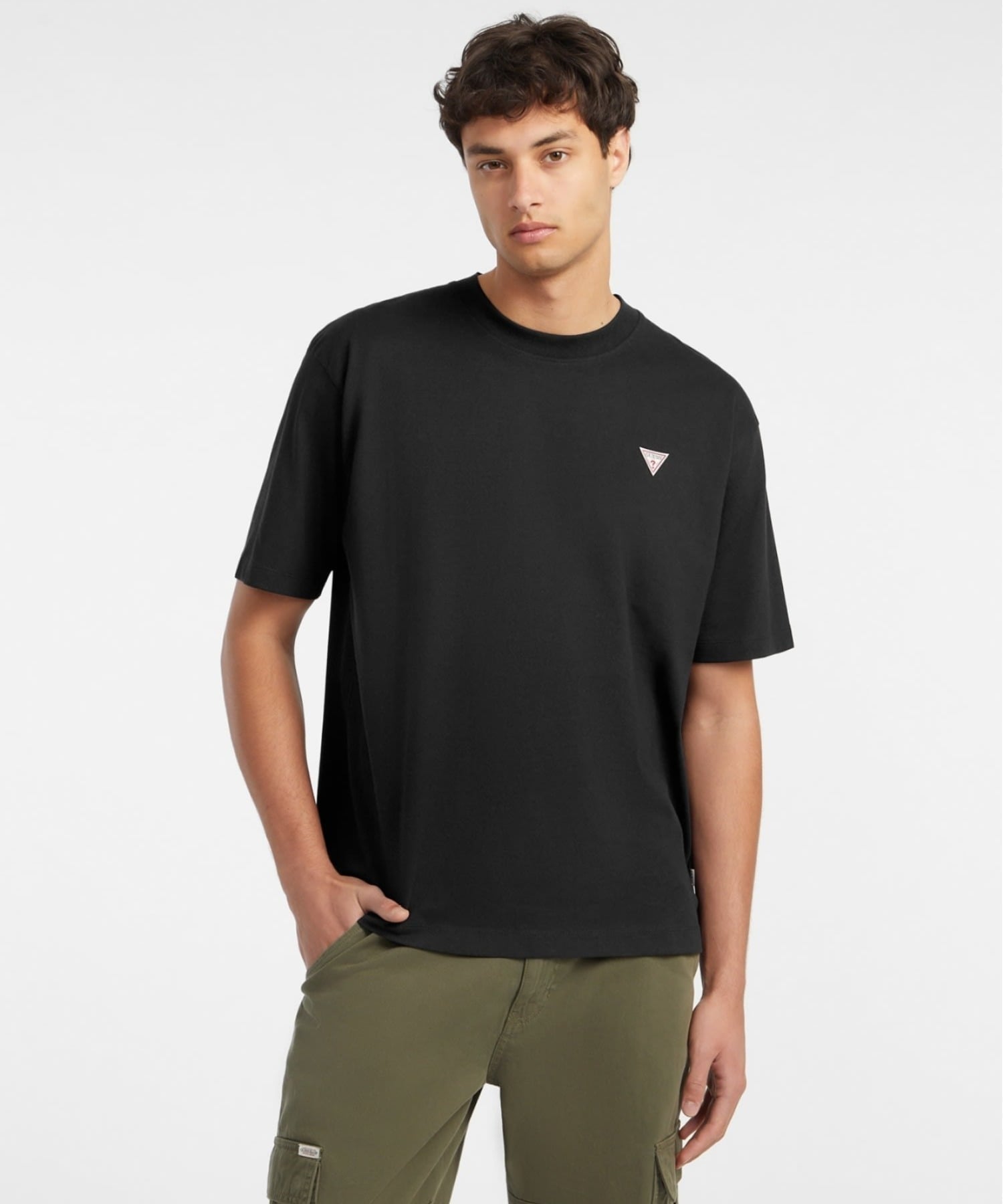 GUESS JEANS 半袖Tシャツ(M)GUESS JEANS Patch Tee ゲス トップス カットソー・Tシャツ グレー ブラック カーキグリーン