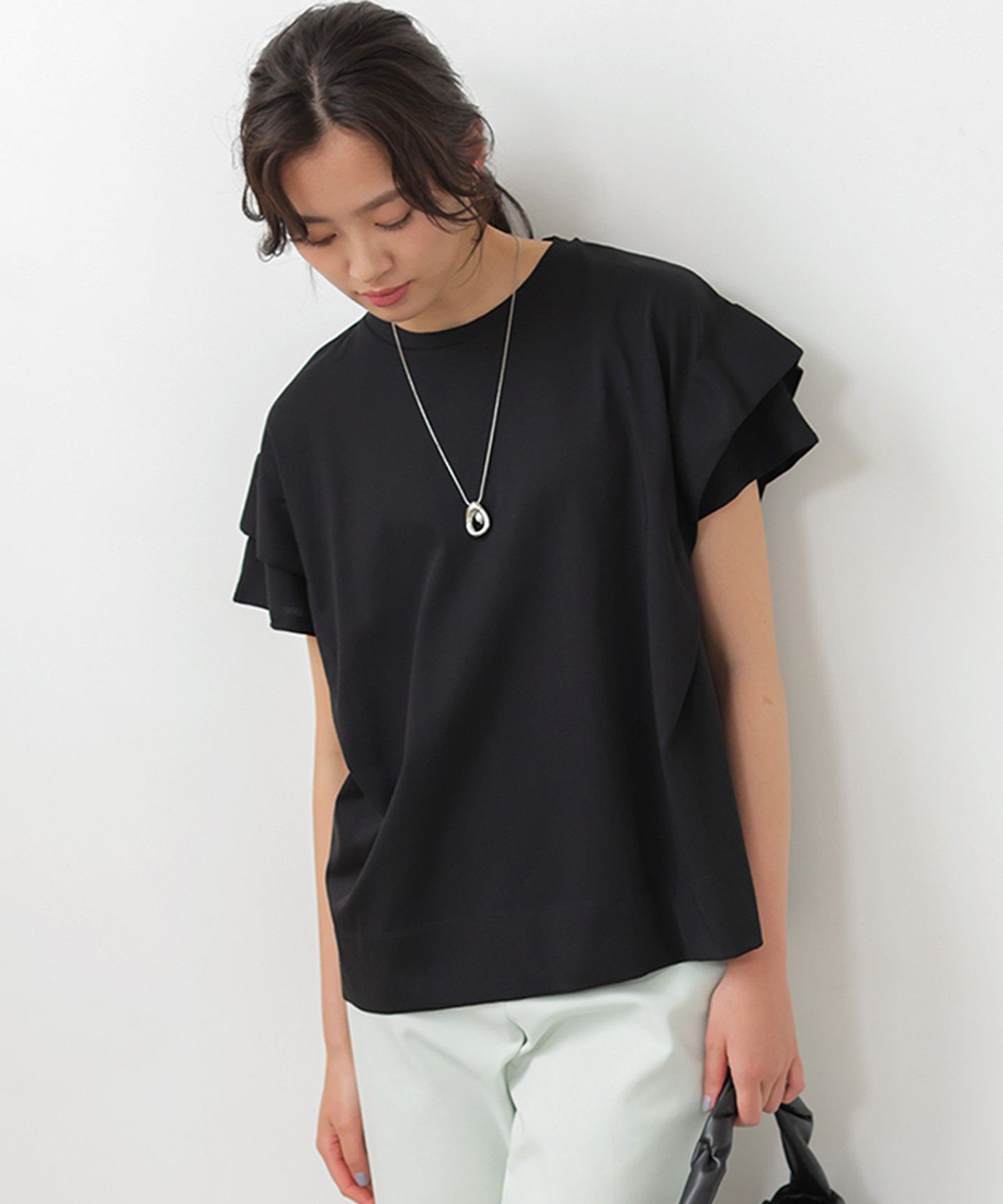 組曲 GIZAコットンドルマンスリーブ Tシャツ クミキョク トップス カットソー・Tシャツ ホワイト グリーン ブラック ネイビー
