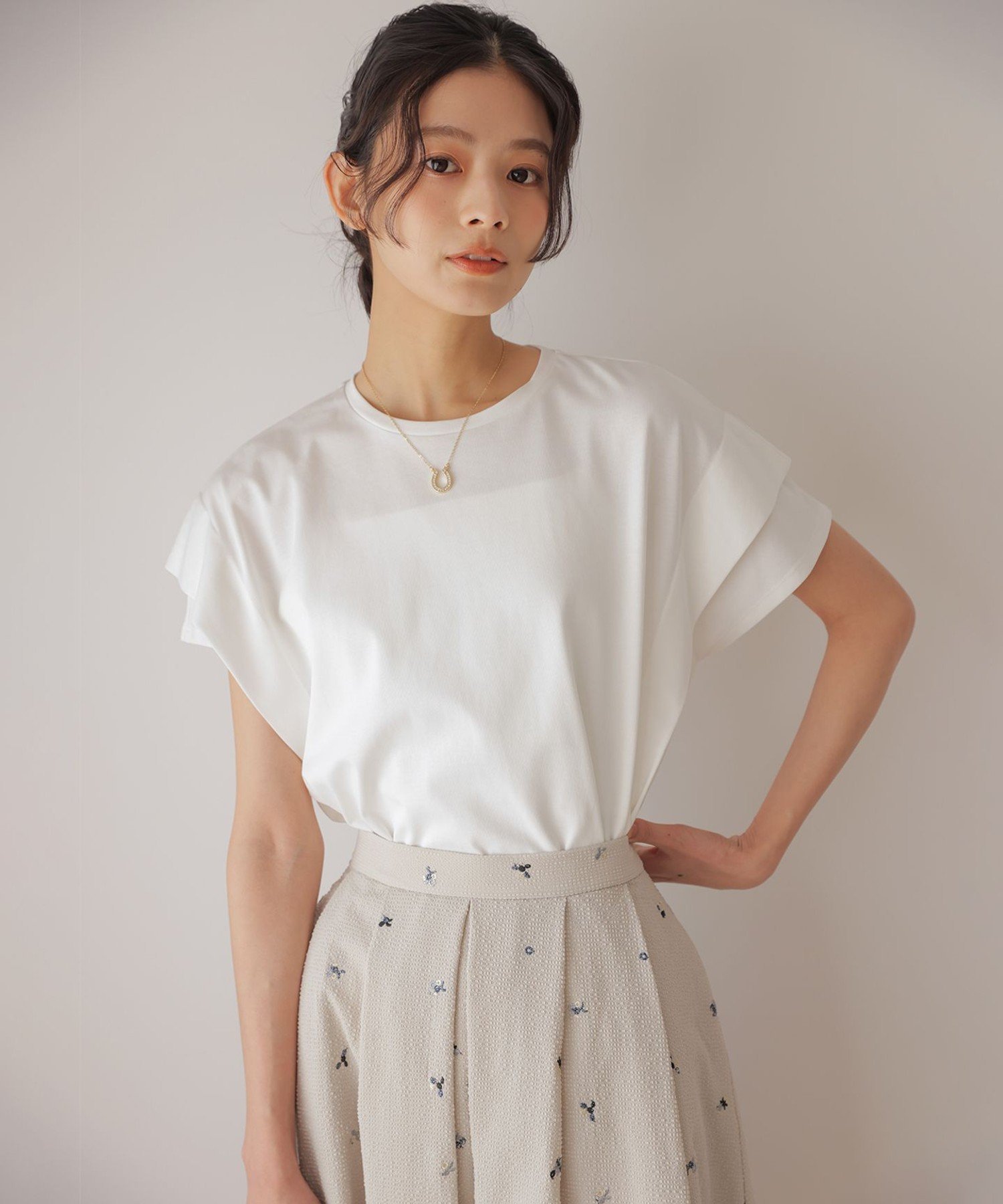 組曲 GIZAコットンドルマンスリーブ Tシャツ クミキョク トップス カットソー・Tシャツ ホワイト グリーン ブラック ネイビー