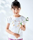 BeBe クロンドフルール天竺フリルパフスリーブTシャツ(90~150cm) ベベ オンライン ストア トップス カットソー・Tシャツ ピンク ホワイト【送料無料】