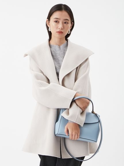 Mila Owen 共ベルト付きビックカラーミディ丈コート ミラオーウェン ジャケット・アウター その他のジャケット・アウター【送料無料】のサムネイル