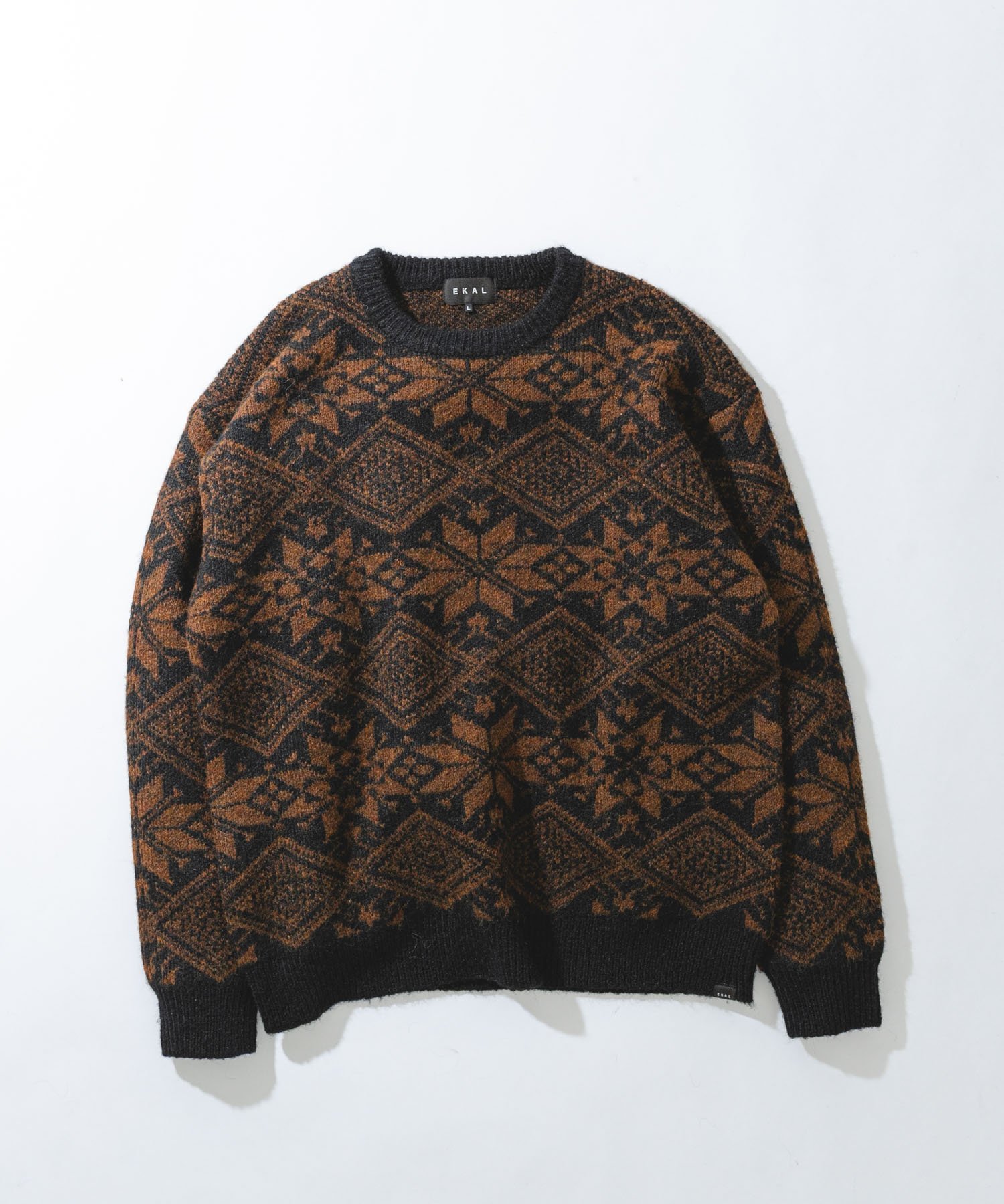 EKAL ノルディックニットプルオーバー アーバンリサーチドアーズ トップス ニット ブラウン レッド【送料無料】