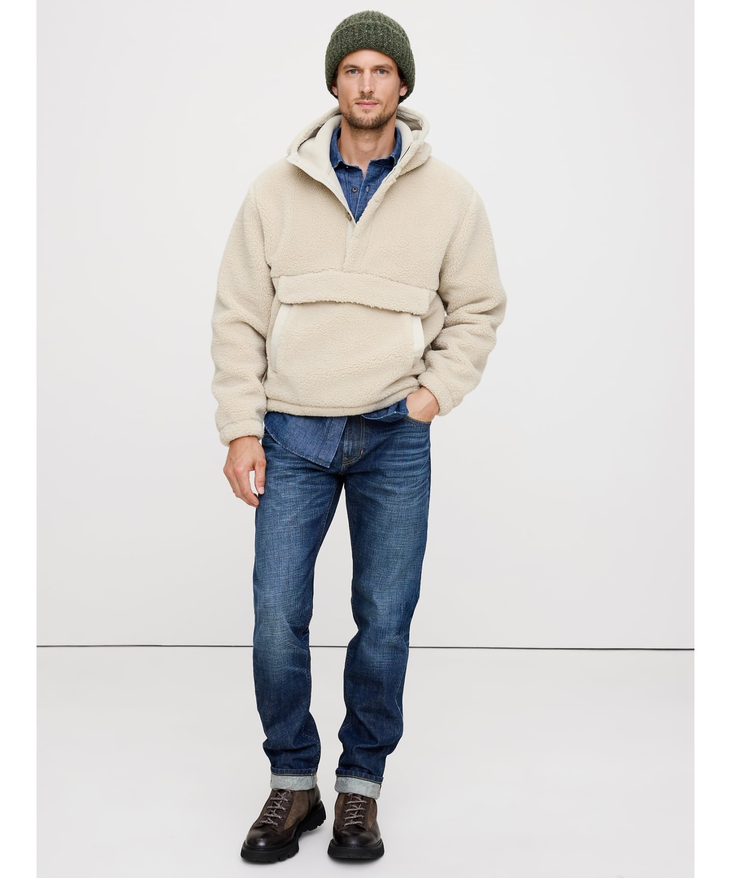【SALE／70%OFF】BANANA REPUBLIC (M)シェルパ フーディー スウェットシャツ バナナ・リパブリック トップス パーカー・フーディー グリーン ベージュ【送料無料】