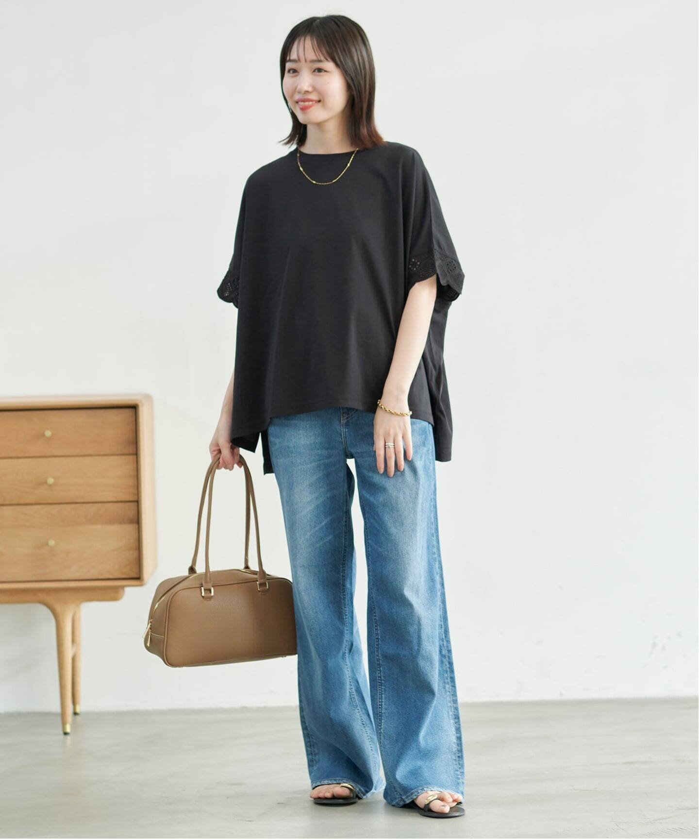 SLOBE IENA 《WEB限定/追加2》レースコンビニュアンスプルオーバー スローブ イエナ トップス カットソー・Tシャツ ホワイト ブラック
