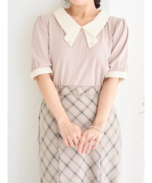 Re-J&SUPURE レースタイプルオーバー リジェイアンドスプル トップス カットソー・Tシャツ ピンク ブルー