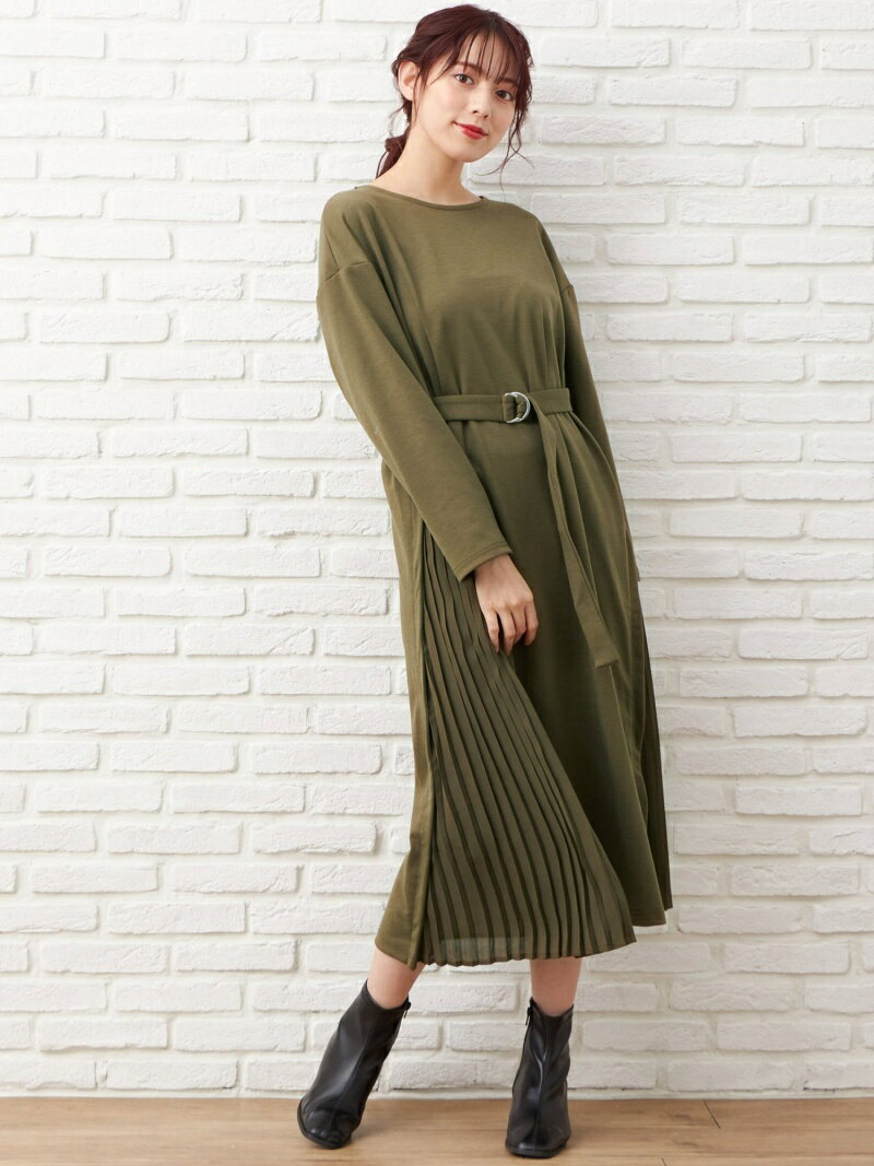 【SALE／69%OFF】INGNI サイドプリーツOP長袖 イング ワンピース 長袖ワンピース カーキ ブラック ブルーのサムネイル