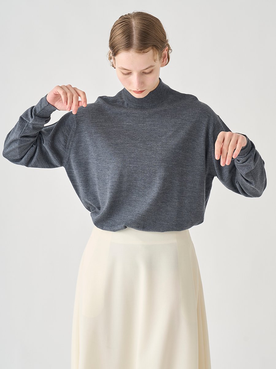 【SALE／20%OFF】JOHN SMEDLEY モックネック長袖ニットプルオーバー｜ AMITY ｜ 30G COMMON FIT ジョンスメドレー トップス ニット グレー【送料無料】