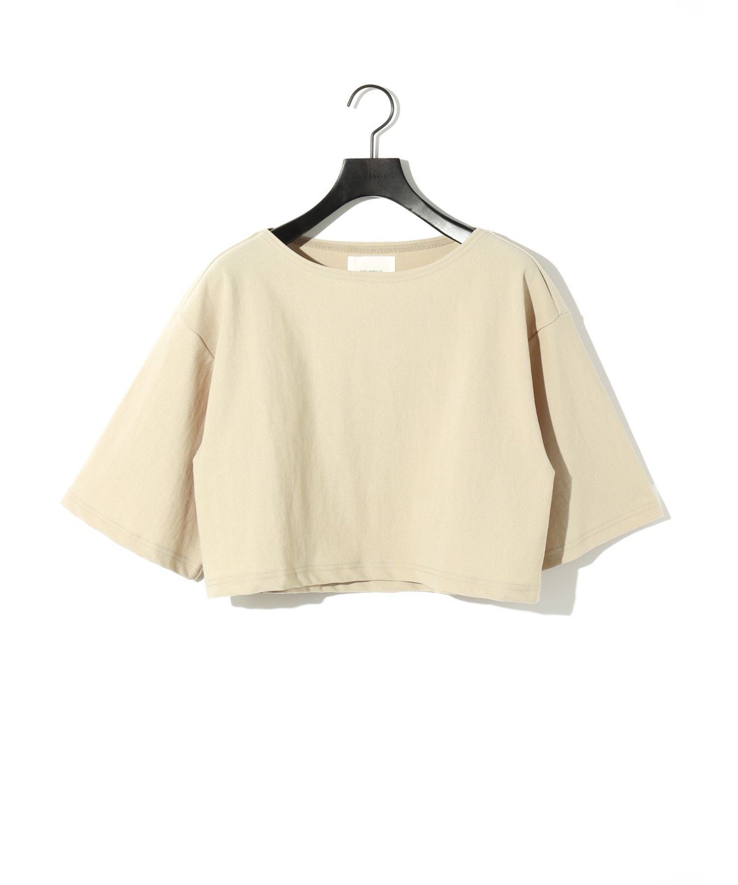 MIDIUMISOLID MIDIUMISOLID for Ladies リブショートプルオーバー マーコート トップス カットソー・Tシャツ グレー ベージュ ブラック