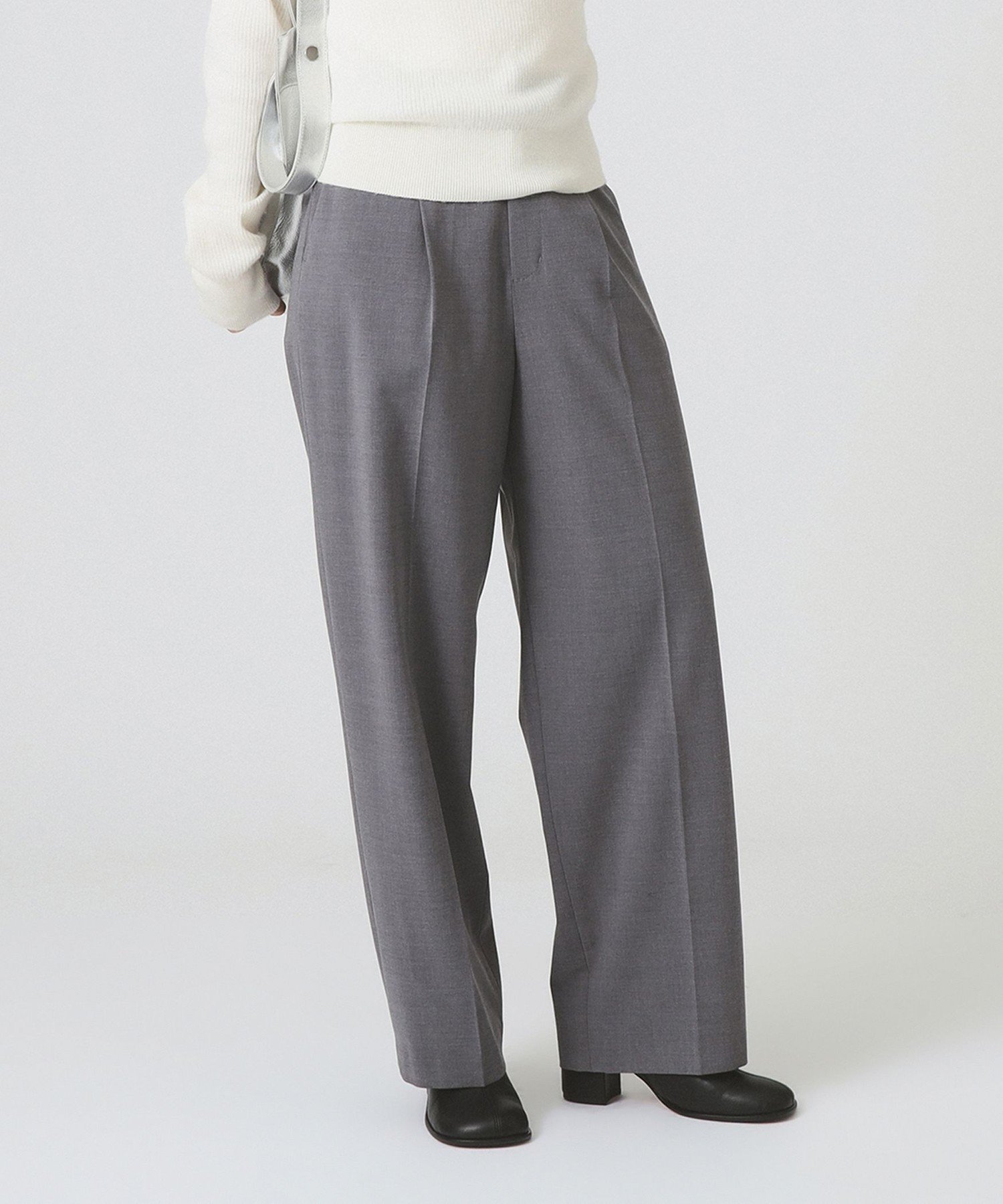 Ray BEAMS 1タック ストレート パンツ ビームス ウイメン パンツ スラックス・ドレスパンツ ブラック【送料無料】