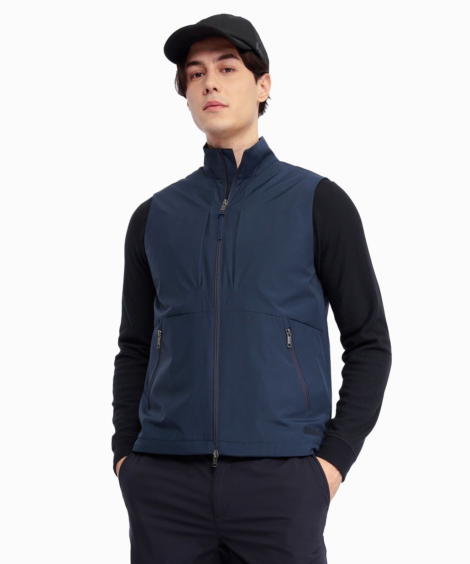 【SALE／30%OFF】AIGLE GORE-TEX ゴアテックスウインドストッパー(R) 防風 撥水 透湿 スリーブレスベスト エーグル トップス ベスト・ジレ ネイビー ホワイト【送料無料】
