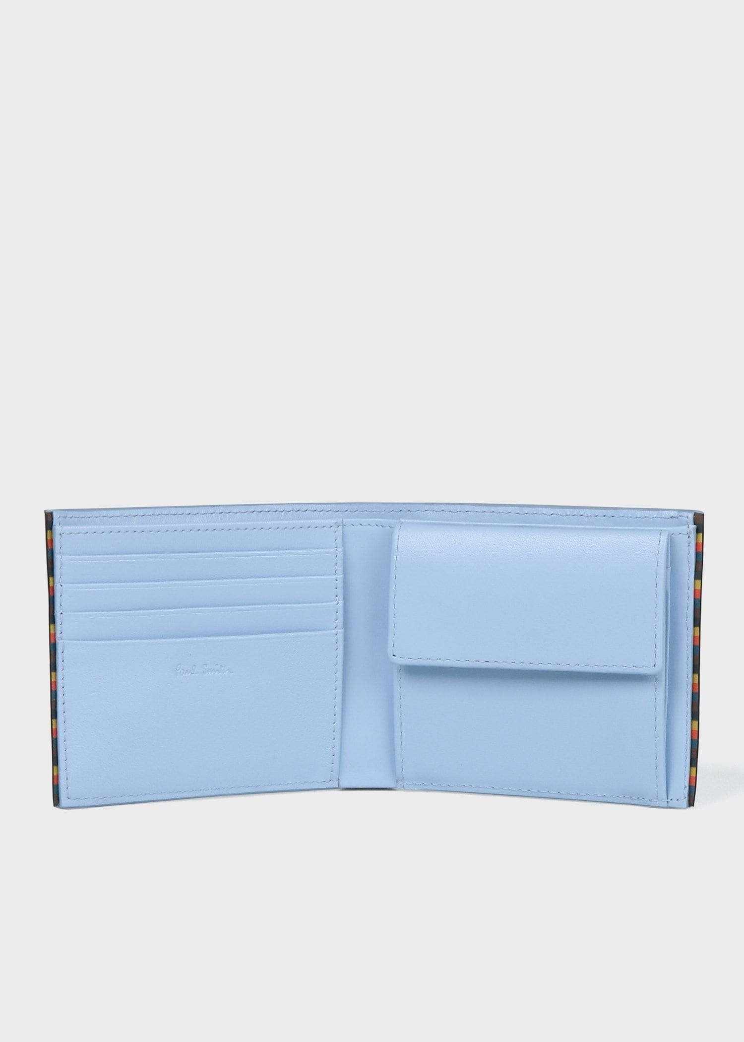 Paul Smith ブライトストライプトリム 2つ折り財布 ポール・スミス 財布・ポーチ・ケース 財布 ブルー ブラック【送料無料】