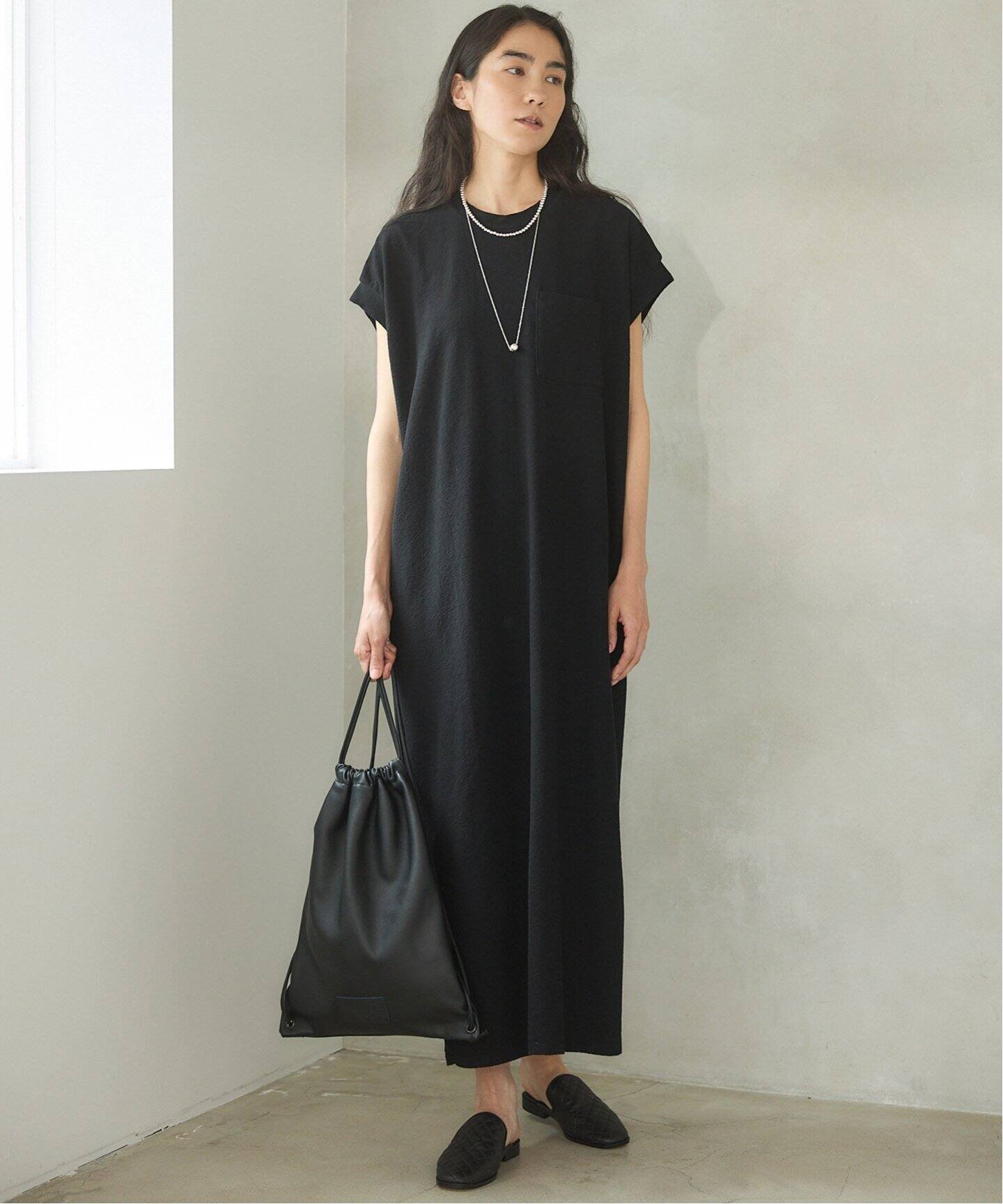 IENA BLACK ポケットTドレス イエナ ワンピース・ドレス ワンピース ブラック ネイビー【送料無料】のサムネイル