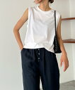 【SALE/20%OFF】El mar El mar クールコットンワイドタンク キャナルジーン トップス ノースリーブ・タンクトップ ホワイト イエロー ブラ...