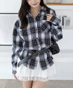 clear マルチwayオーバーチェックネルシャツ クリア トップス シャツ・ブラウス ブラウン ブラック