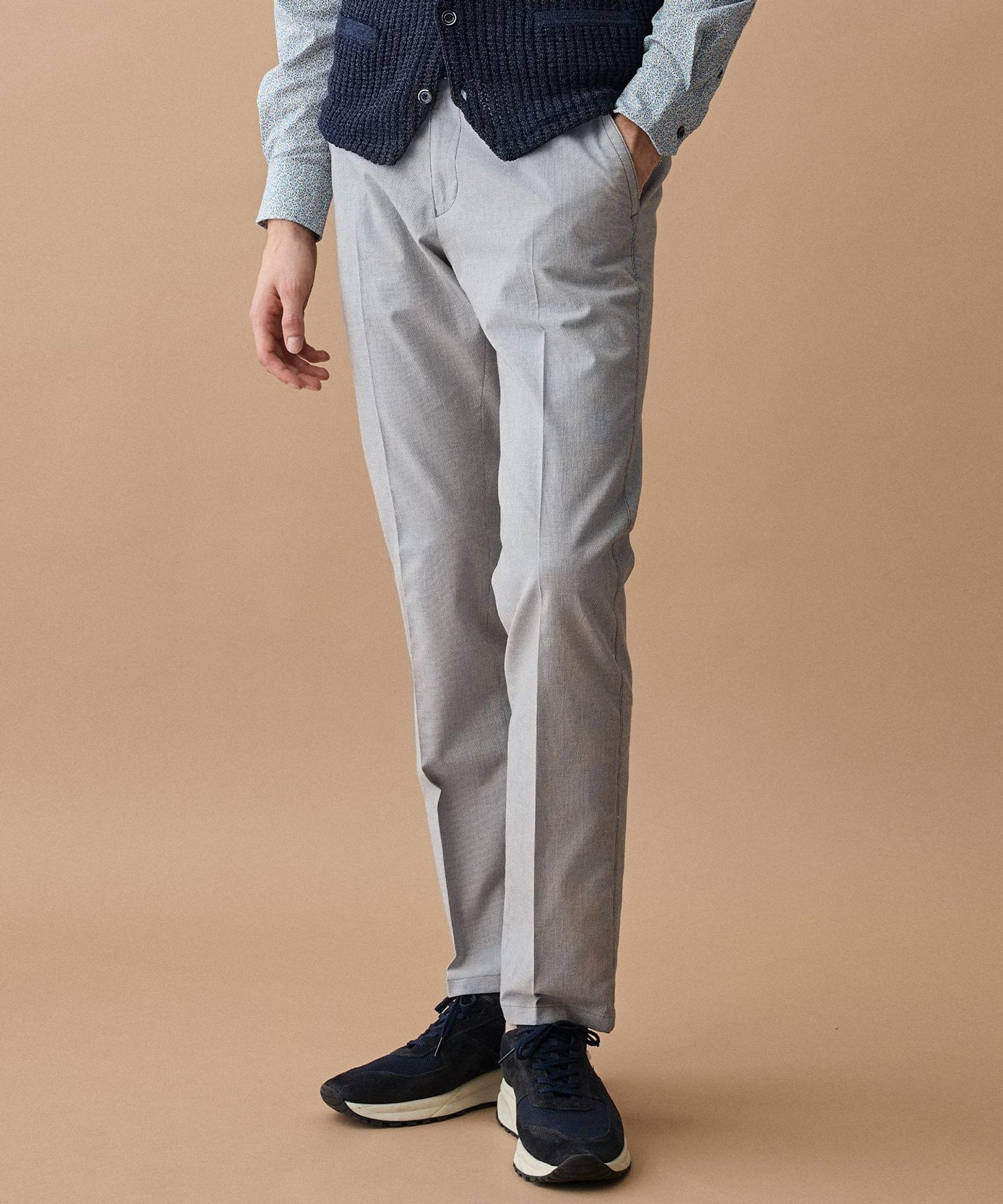 JOSEPH ABBOUD 【ウエストも伸びる!オーガニックコットン使用】ムリネサマー パンツ ジョセフアブード パンツ その他のパンツ ネイビー ホワイト【送料無料】