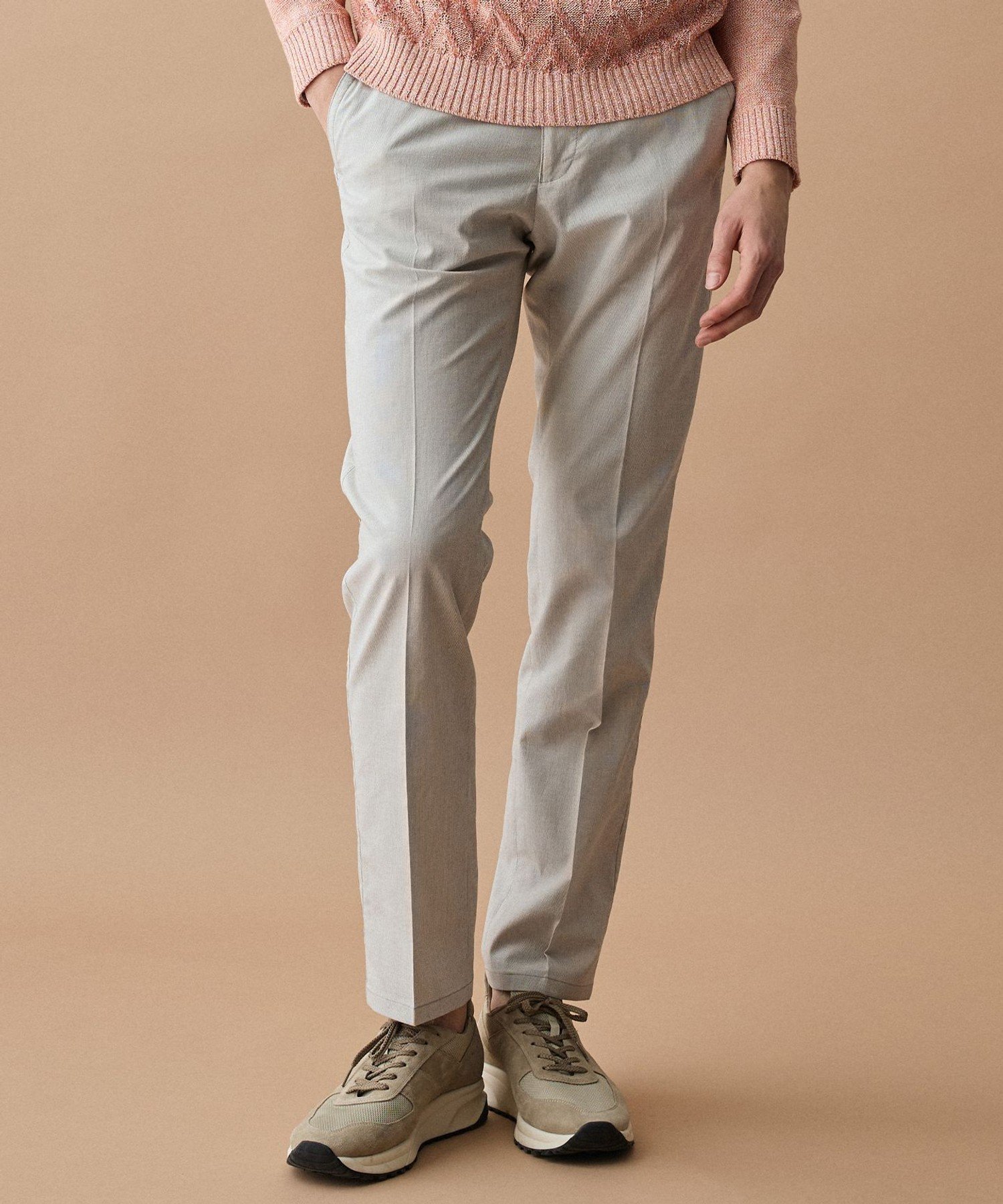 ABBOUD 【ウエストも伸びる!オーガニックコットン使用】ムリネサマー パンツ ジョセフアブード パンツ その他のパンツ ネイビー ホワイト