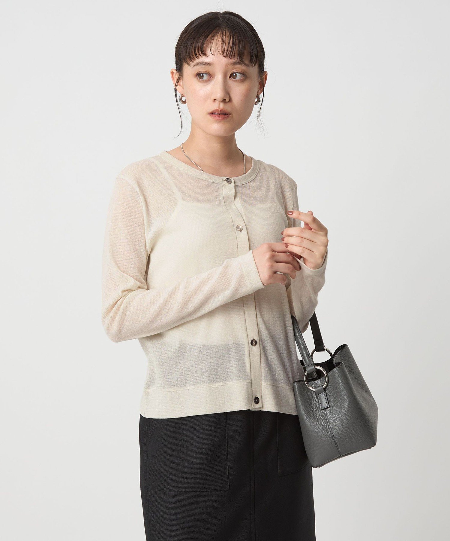 【SALE／60%OFF】UNITED ARROWS green label relaxing シアーラメ チュール カーディガン ユナイテッドアローズ アウトレット トップス カーディガン ブルー ブラック ホワイト stylife-15527098 Rakuten Fashion サンプル画像2