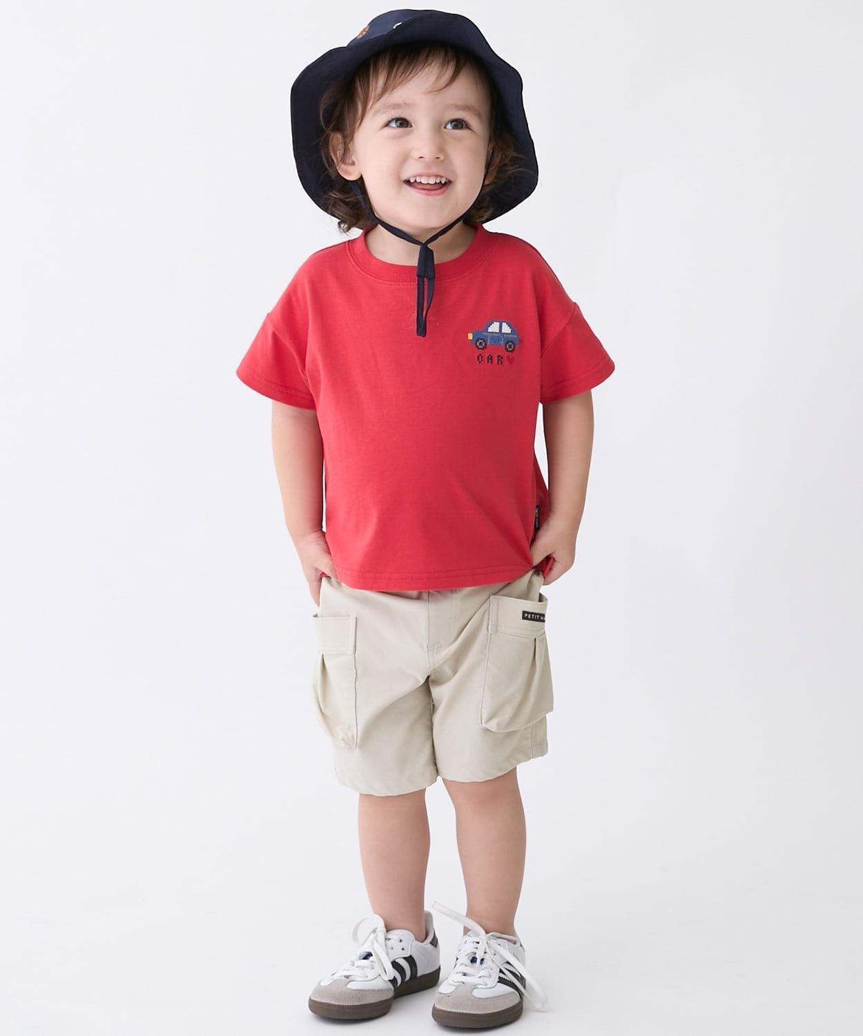 petit main のびのびツイルポケットショートパンツ ナルミヤオンライン パンツ その他のパンツ ネイビー ブルー ベージュ カーキグリーン