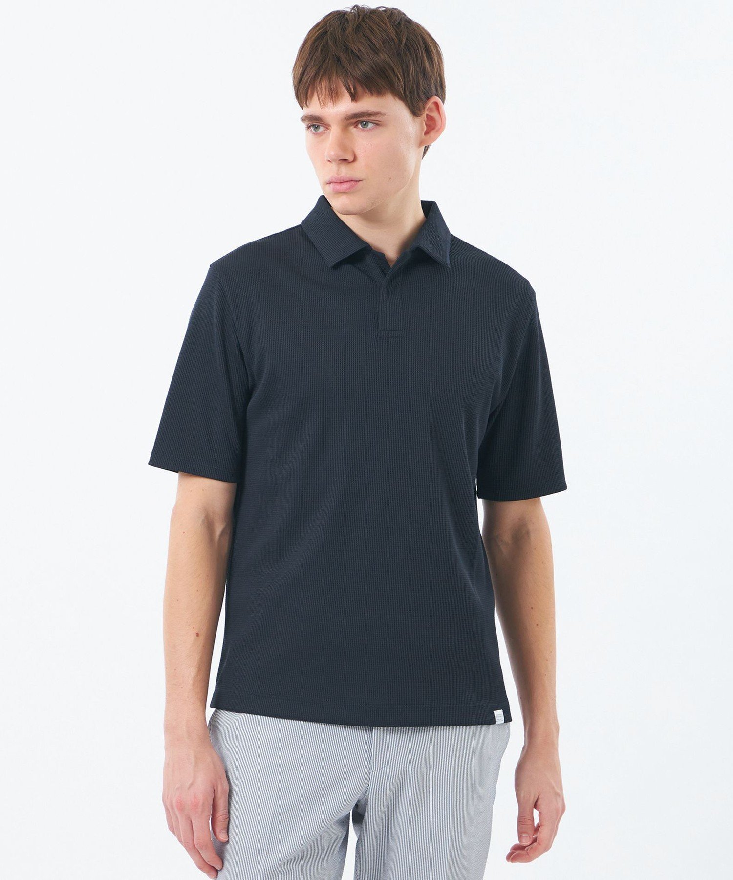 MACKINTOSH PHILOSOPHY スキッパーポロ ミニワッフル マッキントッシュ フィロソフィー トップス カットソー・Tシャツ ネイビー グレー【送料無料】