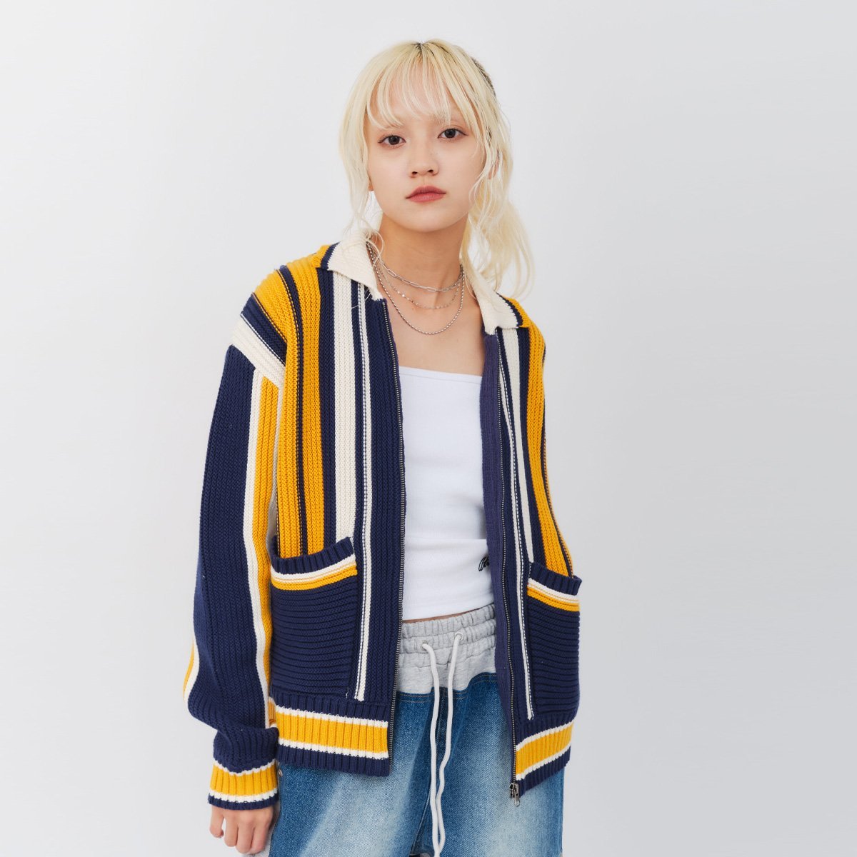 atmos pink atmos pink Stripe Knit Cardigan YELLOW アトモス トップス ニット イエロー【送料無料】