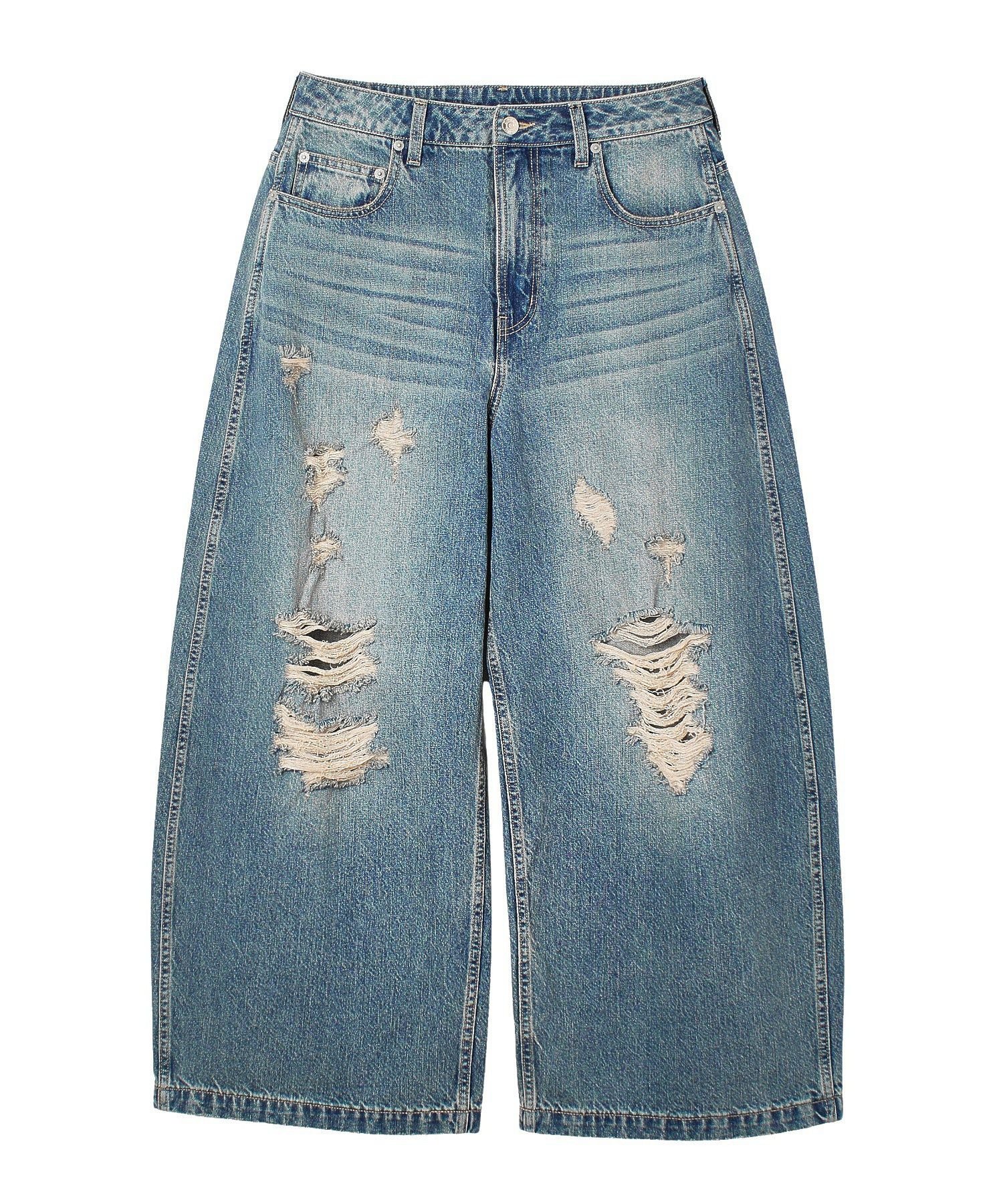 X-girl DISTRESSED BAGGY DENIM PANTS エックスガール パンツ その他のパンツ ブラック ネイビー