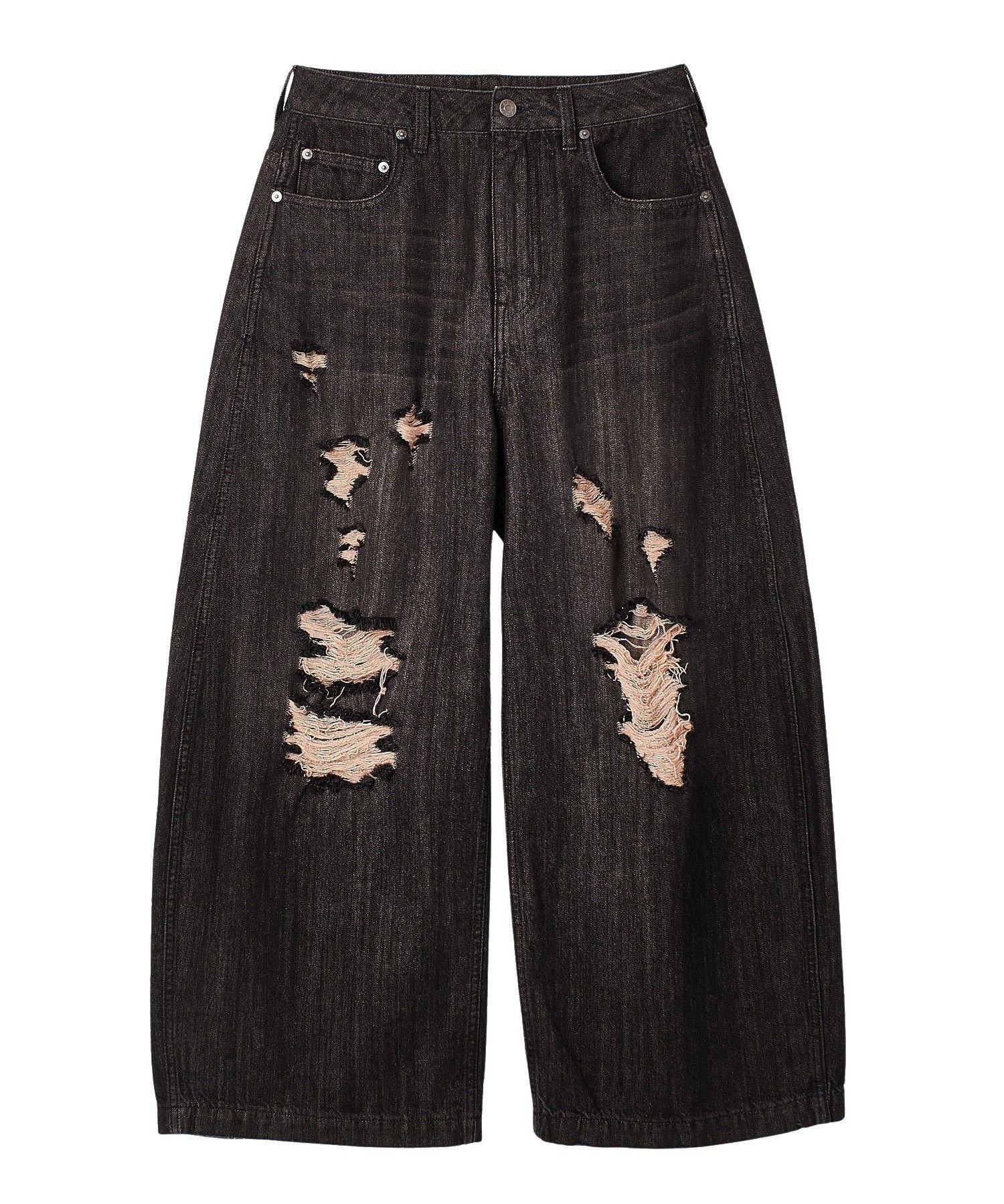 X-girl DISTRESSED BAGGY DENIM PANTS エックスガール パンツ その他のパンツ ブラック ネイビー