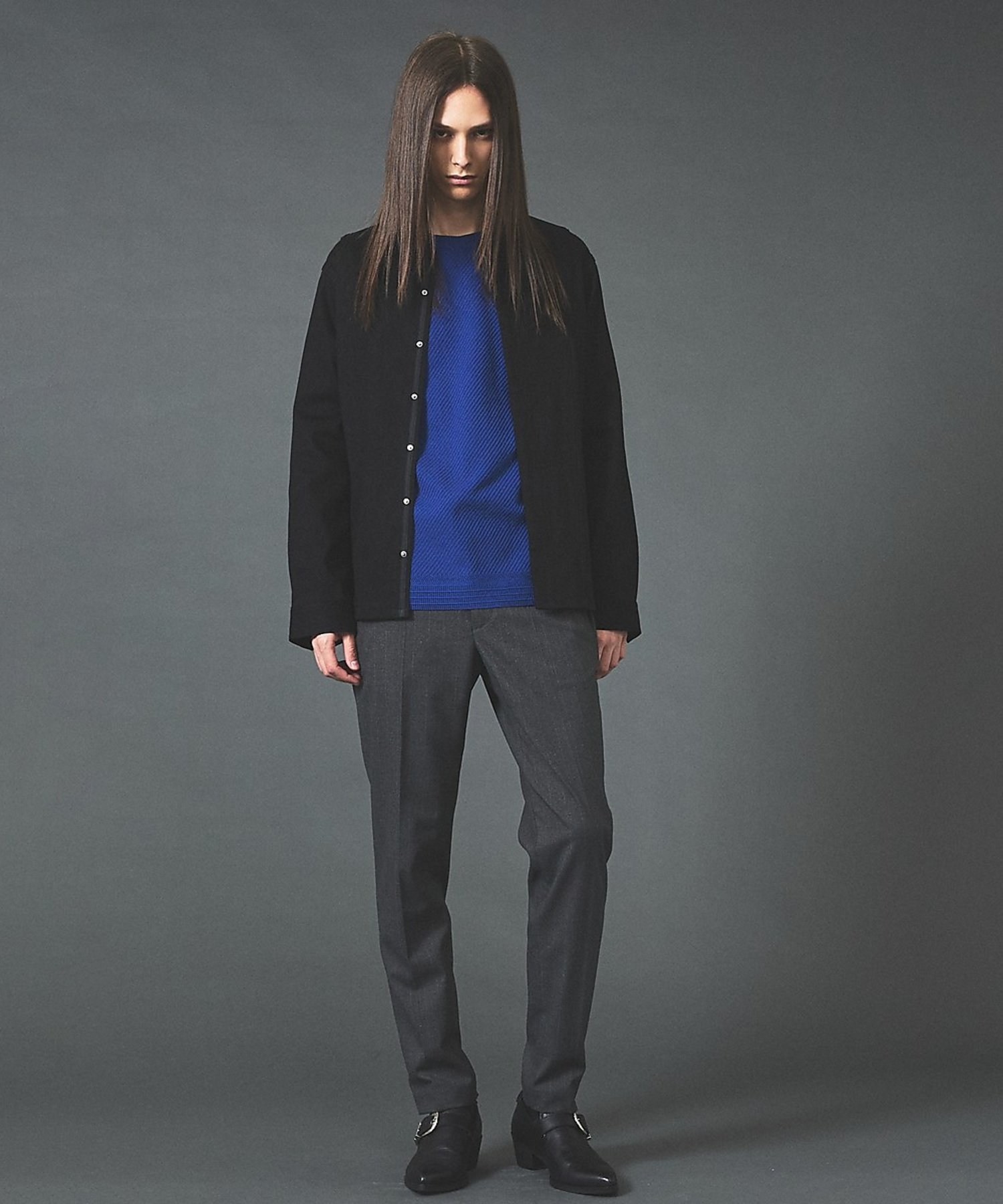 5351POUR LES HOMMES 【セットアップ対応】デニムロングスリーブシャツ ゴーサンゴーイチプールオム トップス シャツ・ブラウス ブルー ブラック