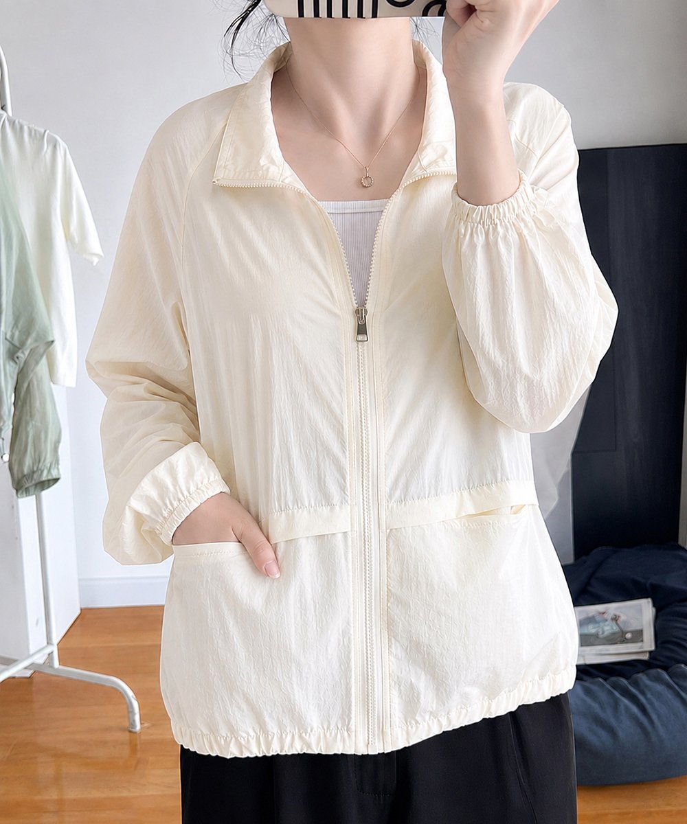 【SALE／30%OFF】miniministore シアーパーカー羽織りジップアップブルゾン ミニミニストア ジャケット・アウター ブルゾン・ジャンパー ピンク ホワイト