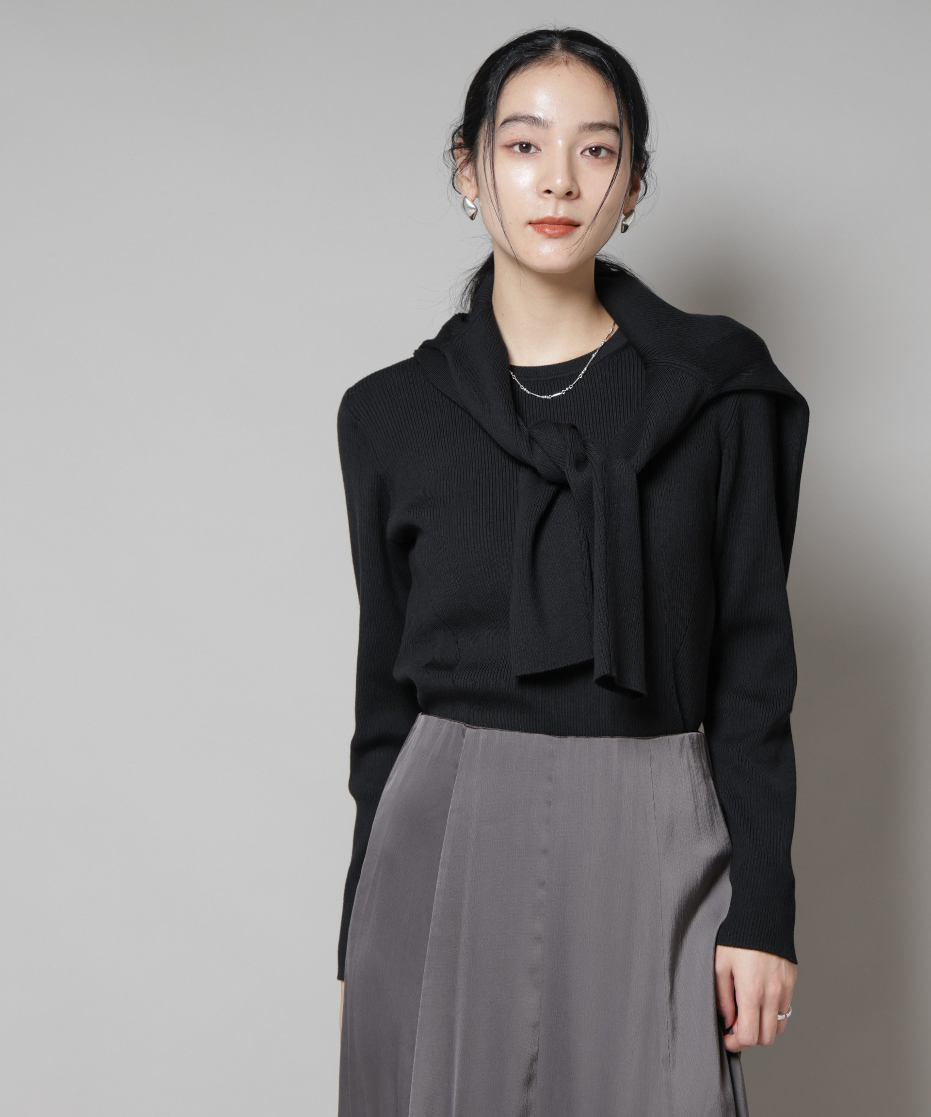 【SALE／30%OFF】NANO universe CICA&UVカット加工クルーネックリブニット ナノユニバース トップス ニット ブラック ピンク ブラウン ホワイト【送料無料】 stylife-15248525 Rakuten Fashion サンプル画像2