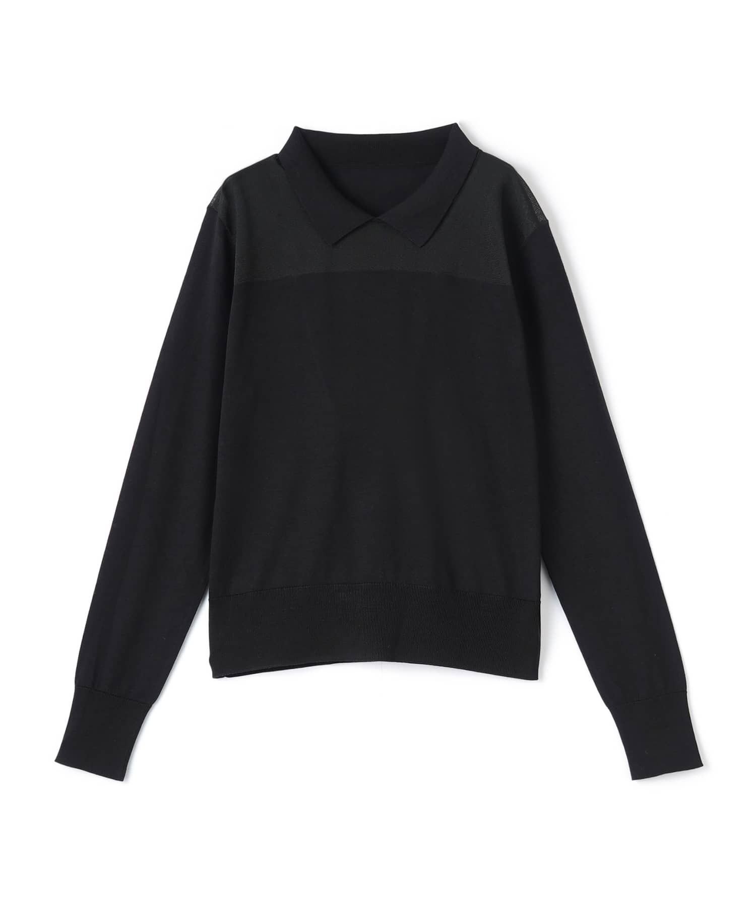 シルク/ナイロンニット ランバン コレクション トップス ニット ブラック ブルー