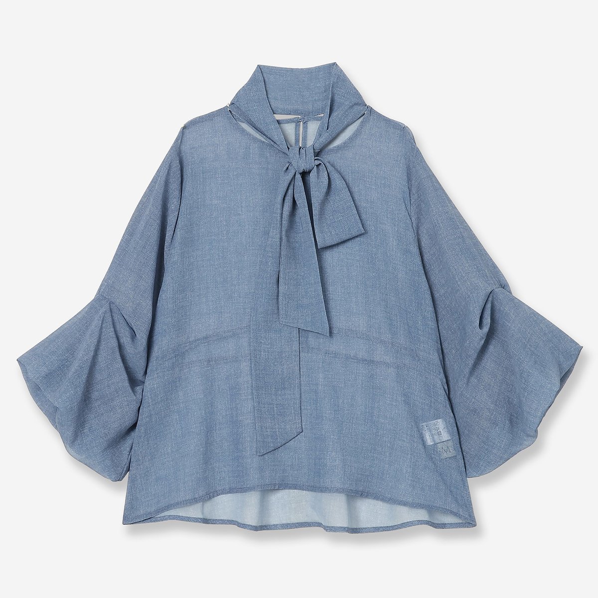 R-ISM 【セットアップ対応・洗える・S/M/Lサイズ】シフォンデニムプリントブラウス リズム トップス シャツ・ブラウス ネイビー ブルー