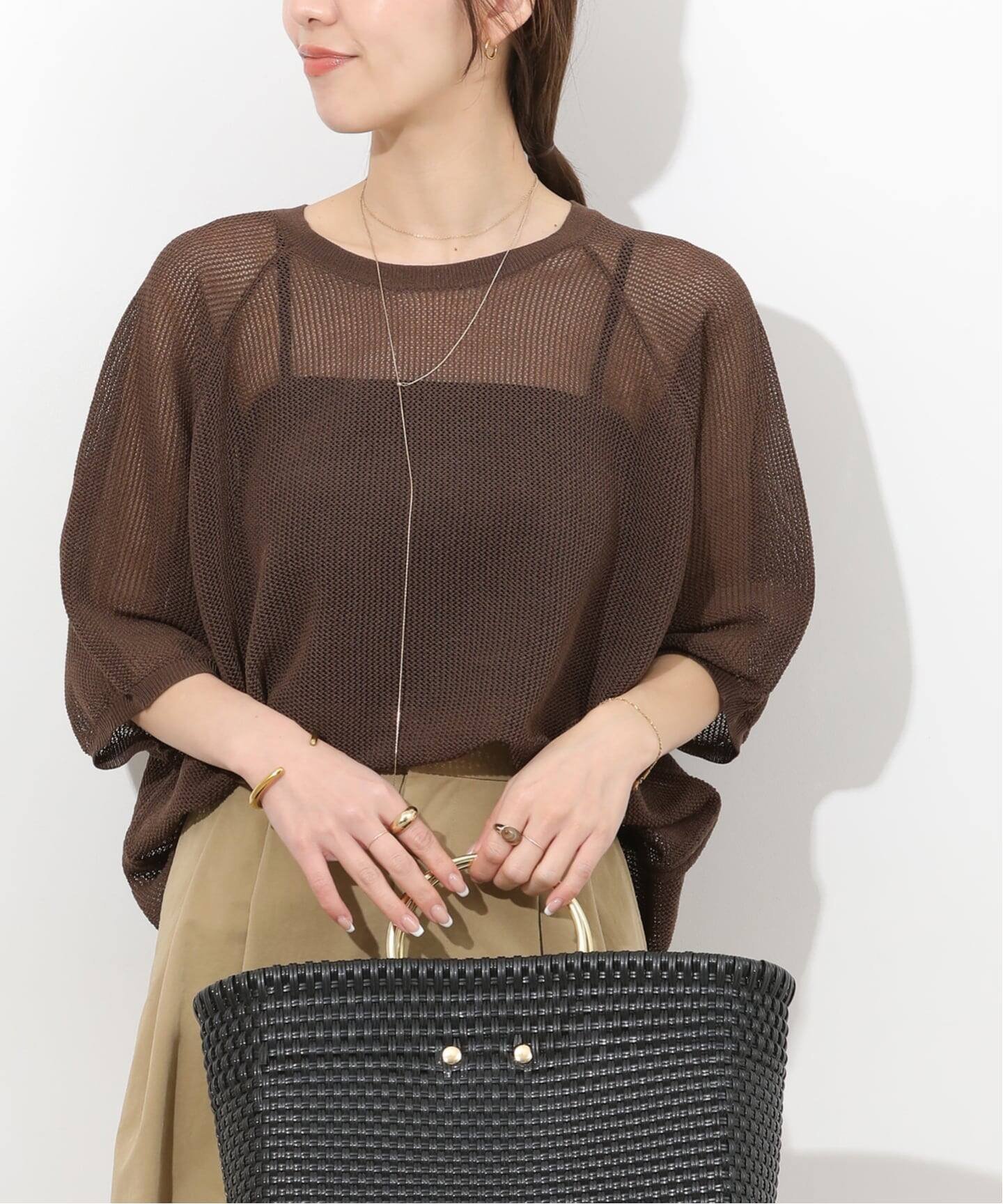 ジャーナルスタンダード ニット 長袖 Vネック リネン トップス レディース ﾌﾘｰサイズ ベージュ系 JOURNAL STANDARD JOURNAL STANDARD（ジャーナルスタンダード）の「アウトリンクVネック