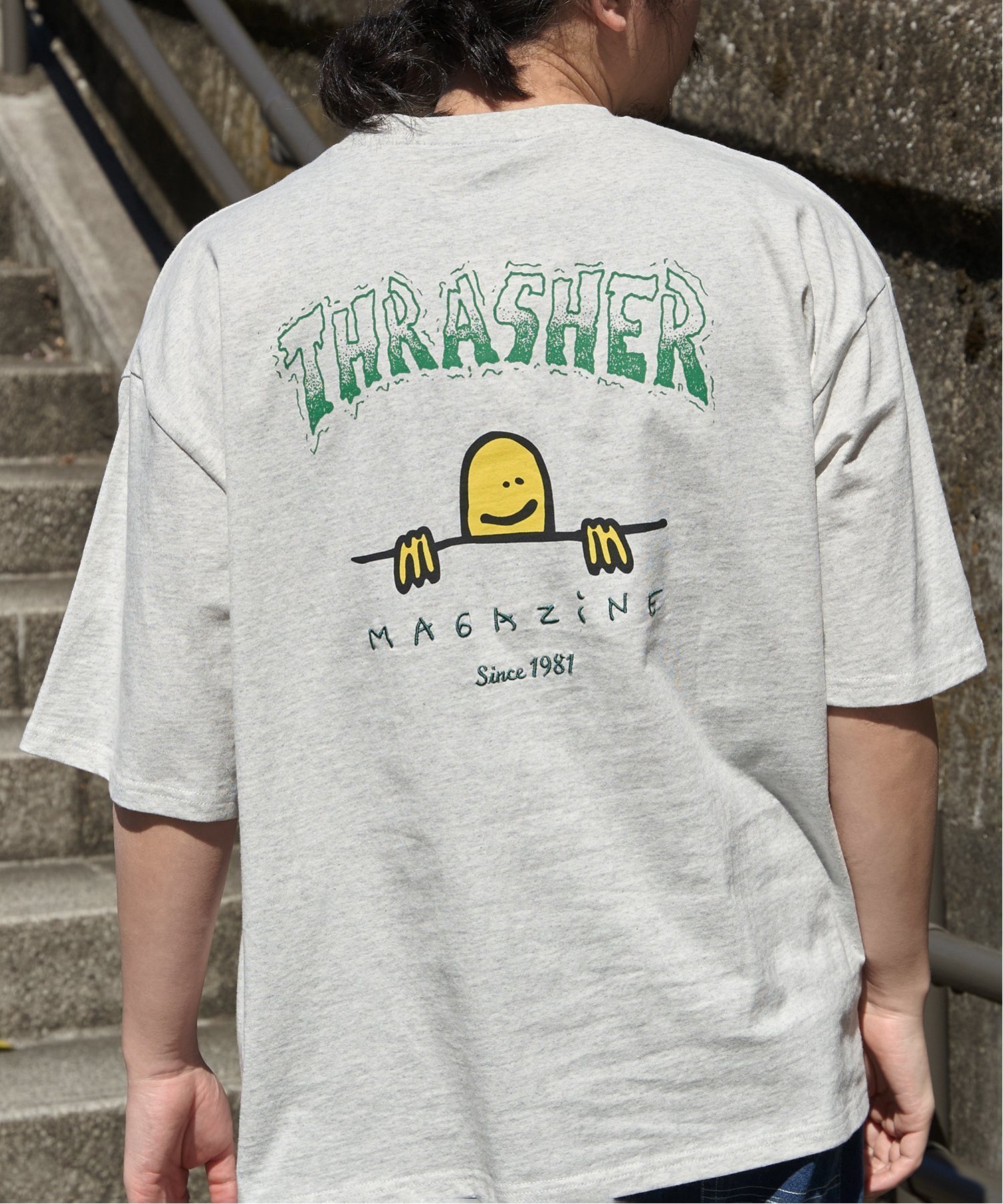 VENCE share style MENs THRASHER スラッシャー マークゴンザレスロゴTシャツ ヴァンス エクスチェンジ トップス カットソー・Tシャツ グレー ホワイト ブラック