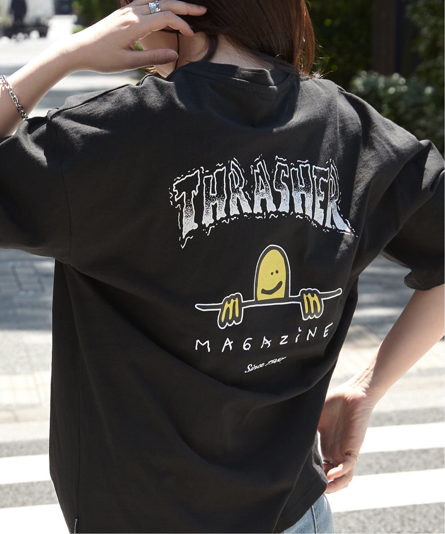 VENCE share style MENs THRASHER スラッシャー マークゴンザレスロゴTシャツ ヴァンス エクスチェンジ トップス カットソー・Tシャツ グレー ホワイト ブラック