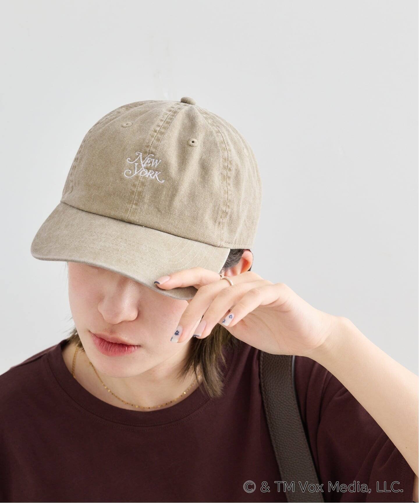 U by SPICK&SPAN New York Magazine ロゴキャップ ユーバイスピックアンドスパン 帽子 キャップ ワインレッド ベージュ【送料無料】