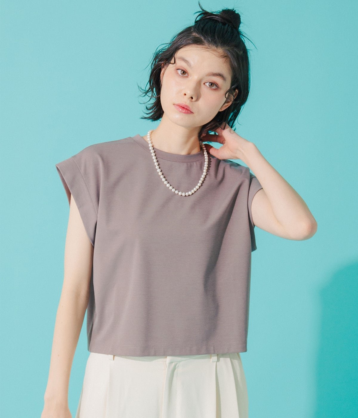 Park Slope NEWYORKER 【接触冷感・肌離れ素材】フレンチスリーブプルオーバー ニューヨーカー トップス カットソー・Tシャツ ブラック グレー