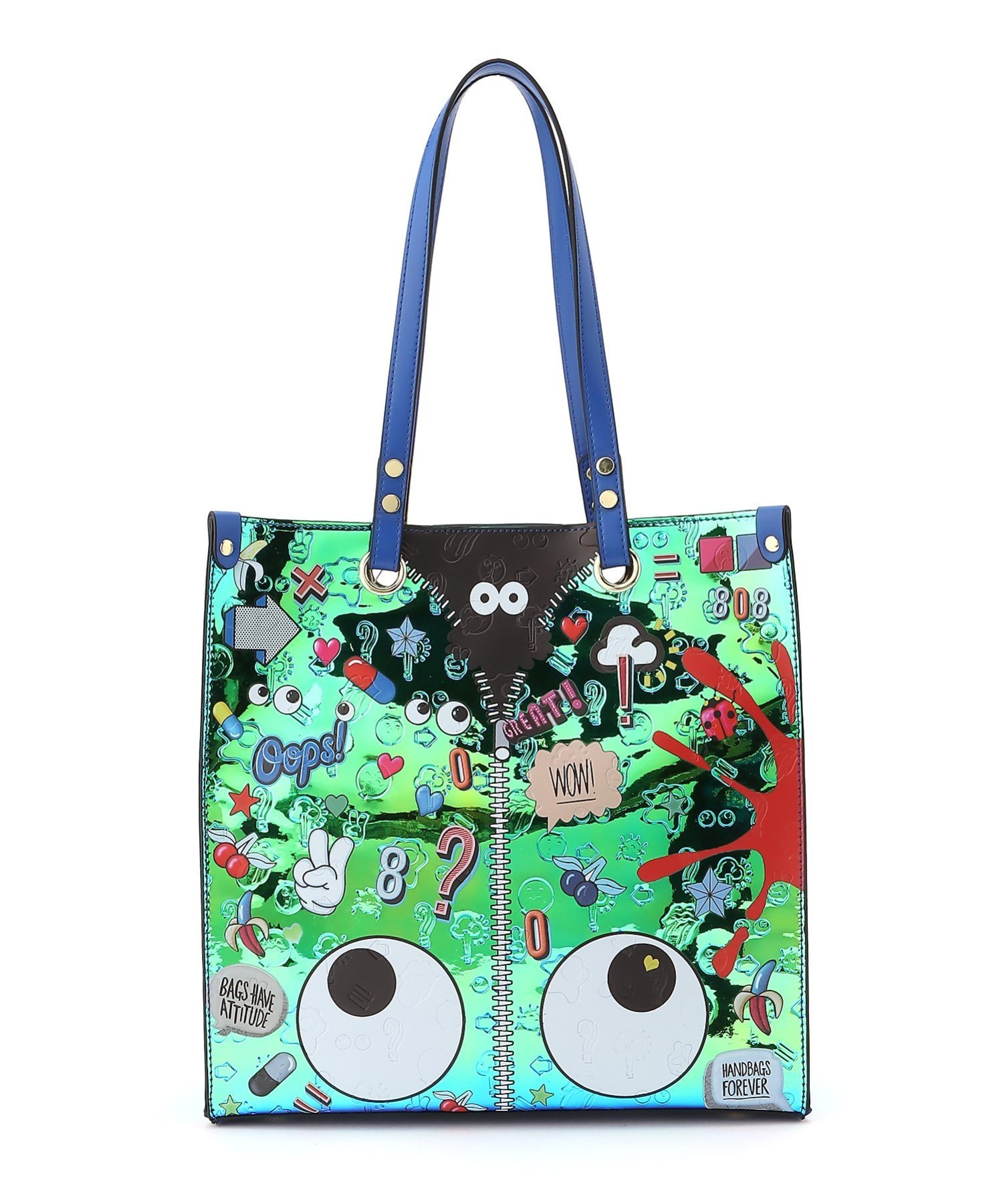 Eye Theme Eye Theme/(W)エナメルアイテーマ縦型トート ファッションバッグプラザ　ラミー バッグ トートバッグ ブルー【送料無料】
