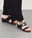 ITALIAN SHOEMAKERS 【ITALIAN SHOEMAKERS】スクエアメタルウェッジヒールサンダル インターショシュール シューズ・靴 サンダル...