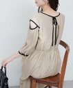 【SALE/20%OFF】natural couture 配色パイピングボリュームワンピース ナチュラルクチュール ワンピース・ドレス その他のワンピース・ドレス ベージュ ブラウン ブラック【送料無料】