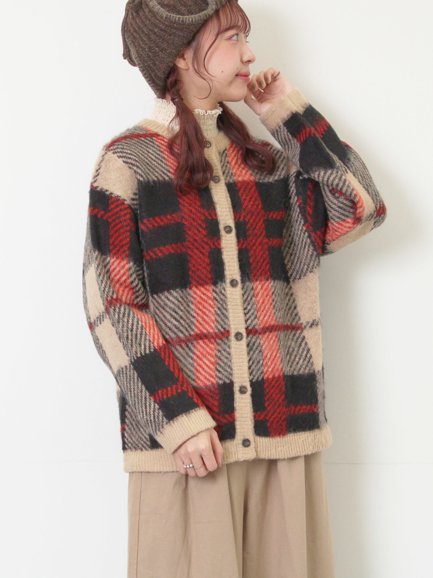 Samansa Mos2 シャギーチェック柄カーディガン サマンサモスモス トップス カーディガン イエロー ブルー オレンジ【送料無料】のサムネイル