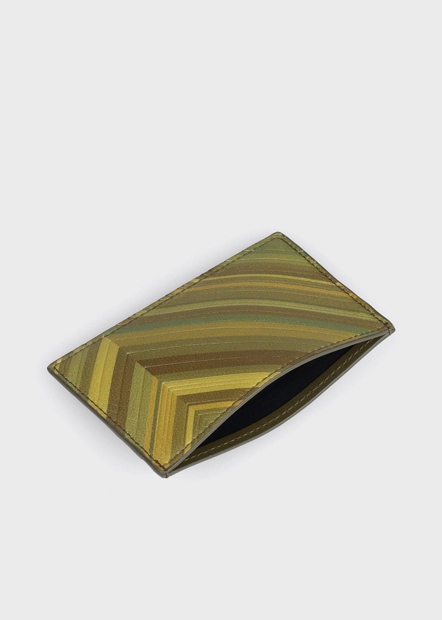 "Green Chevron Leather" パスケース ポール・スミス 財布・ポーチ・ケース パスケース・定期入れ イエロー